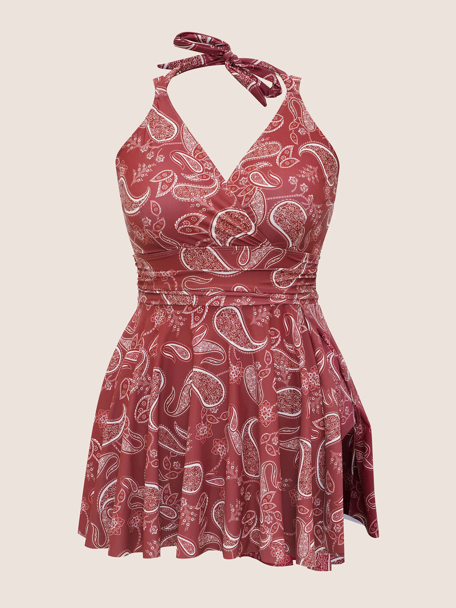 Paisley Print Knotted Wrap Swim Dress Paisley Print Knotted Wrap Swim Dress