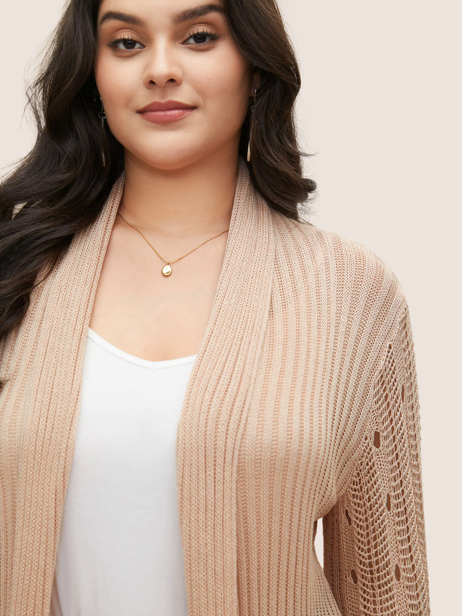 Rayon Asymmetrical Hem Cut Out Cardigan Rayon Asymmetrical Hem Cut Out Cardigan