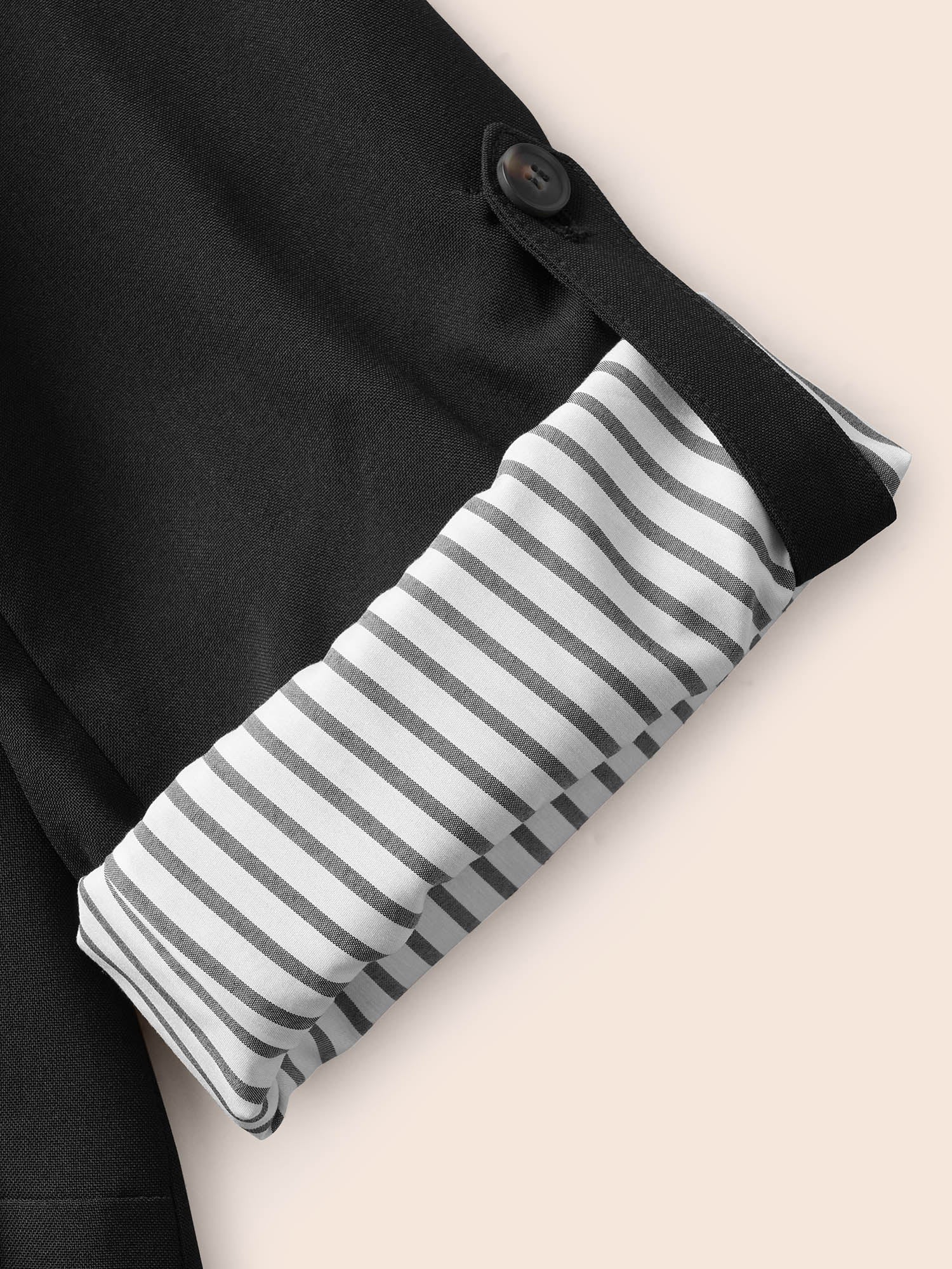 Suit Collar Striped Patchwork Tab Sleeve Blazer Suit Collar Striped Patchwork Tab Sleeve Blazer