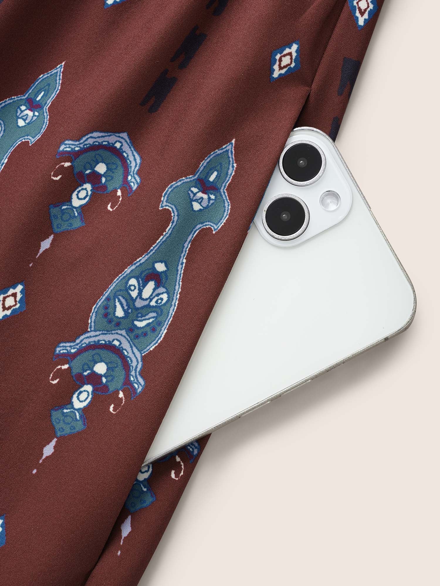 Bandana Print Notched Button Detail Dress