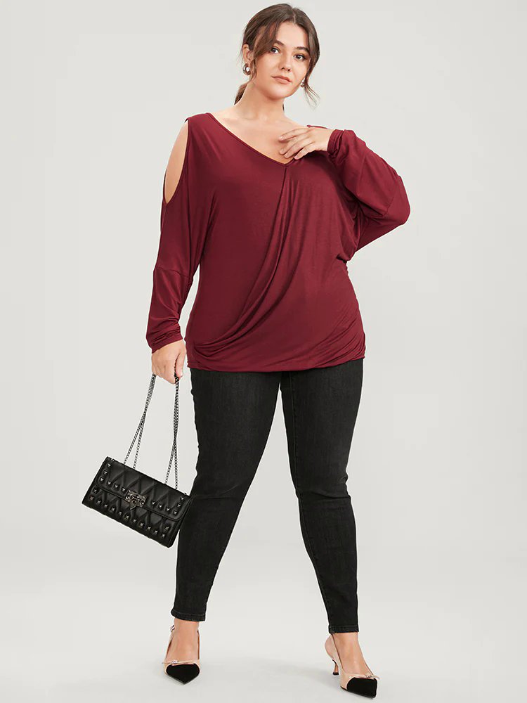 Solid Cold Shoulder Long Tee Solid Cold Shoulder Long Tee