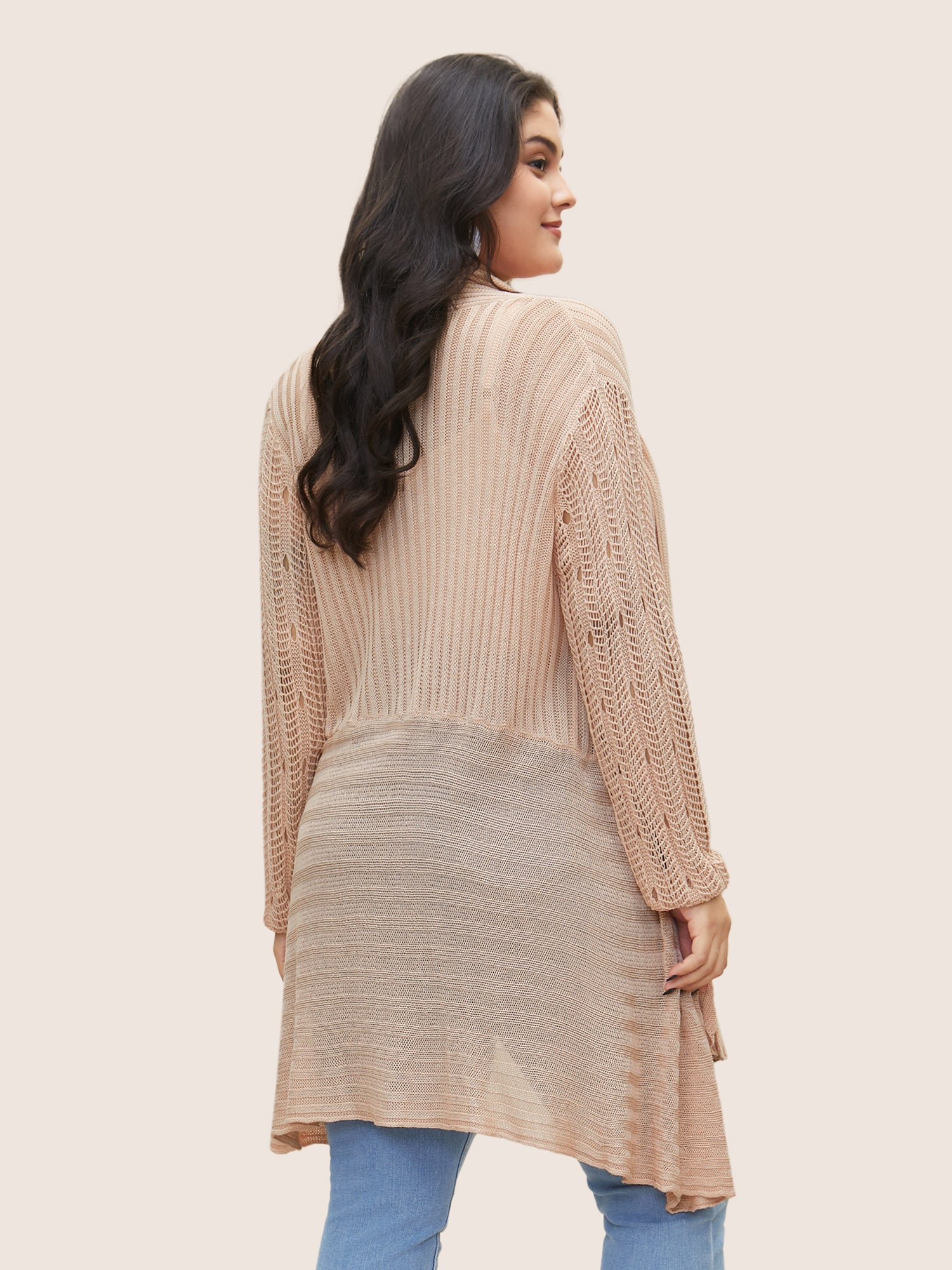 Rayon Asymmetrical Hem Cut Out Cardigan Rayon Asymmetrical Hem Cut Out Cardigan