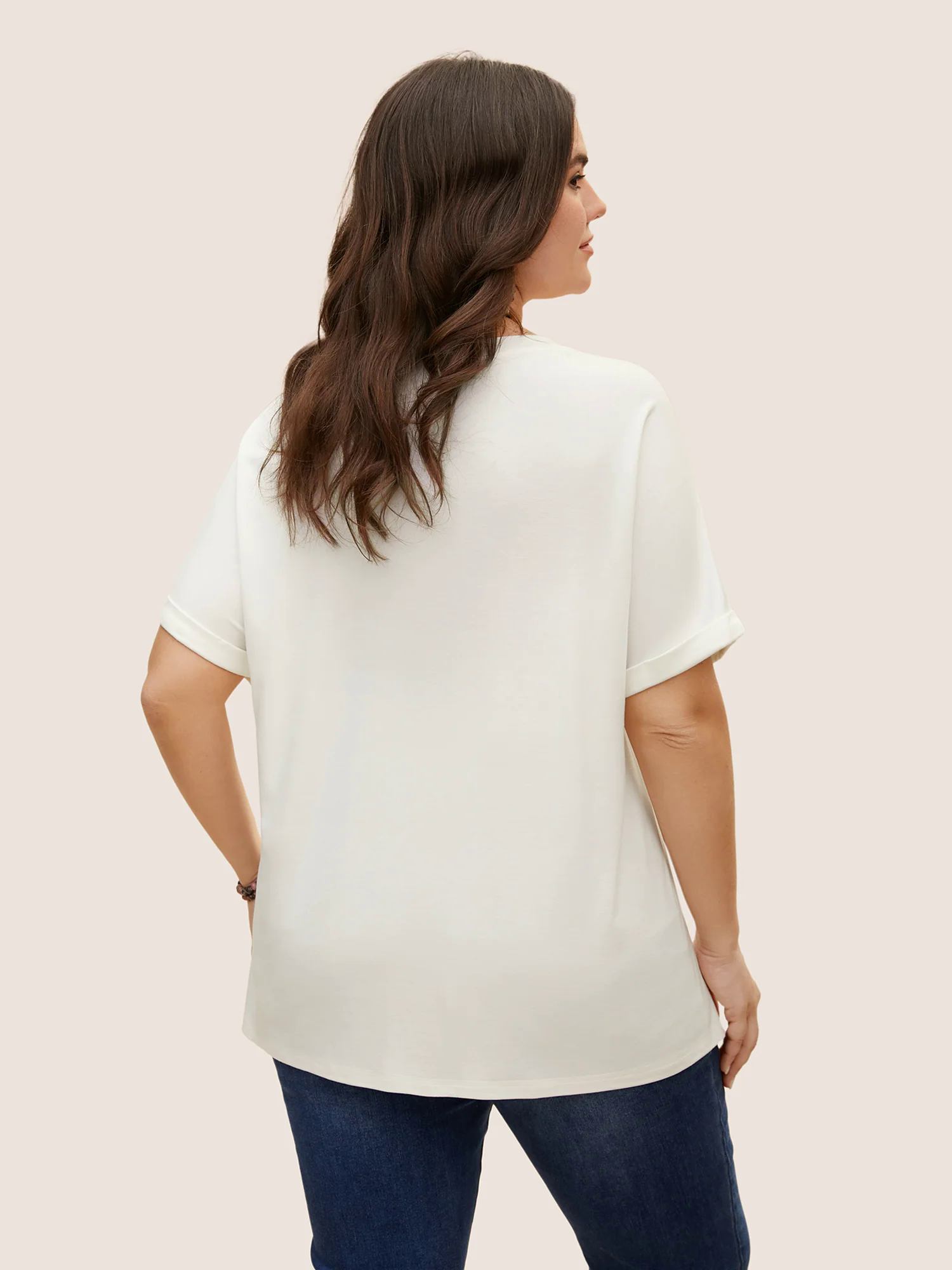 Glitter Decorated Round Neck Batwing Sleeve T-Shirt Glitter Decorated Round Neck Batwing Sleeve T-Shirt
