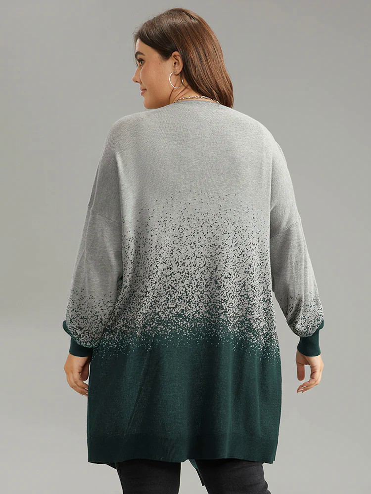 Ombre Asymmetrical Open Front Cardigan