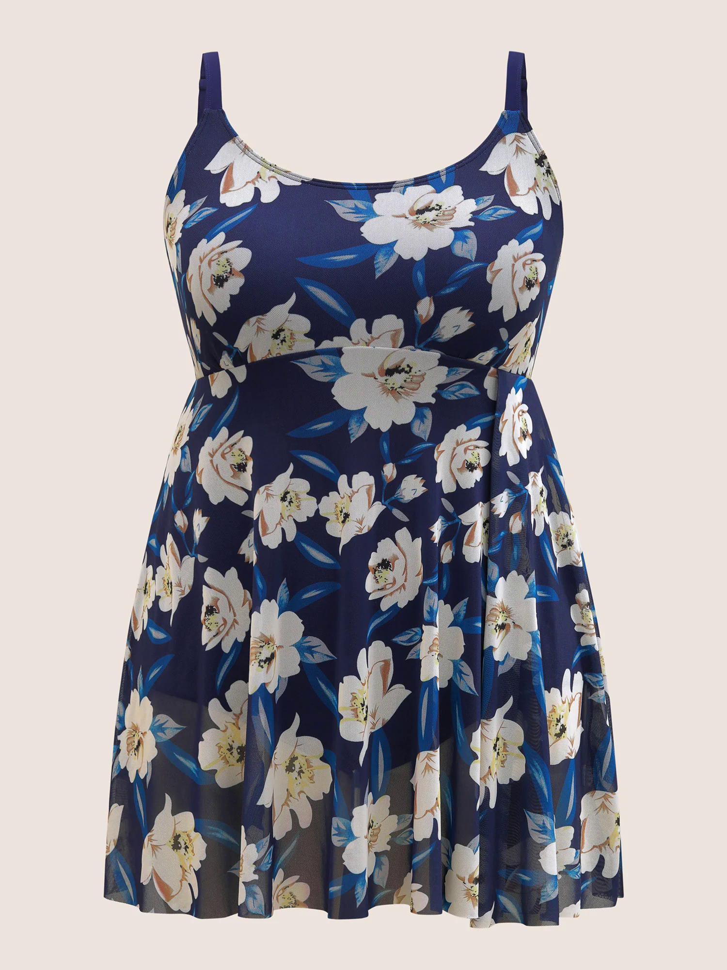 Floral Adjustable Straps Split Hem Swim Dress Floral Adjustable Straps Split Hem Swim Dress