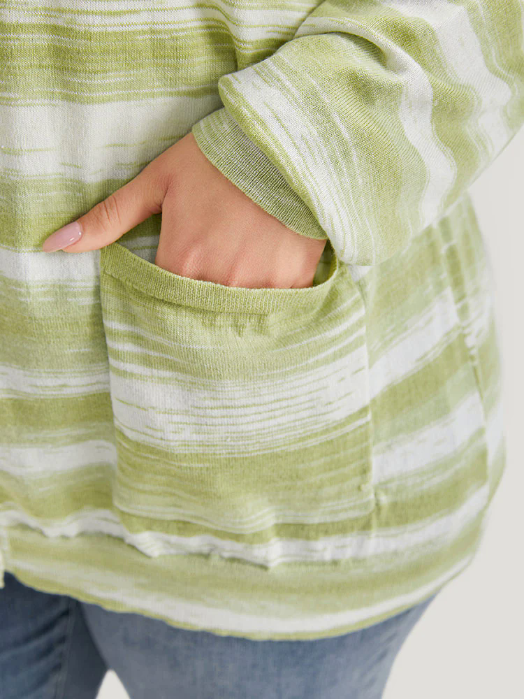 Ombre Button Up Patched Pocket Cardigan Ombre Button Up Patched Pocket Cardigan