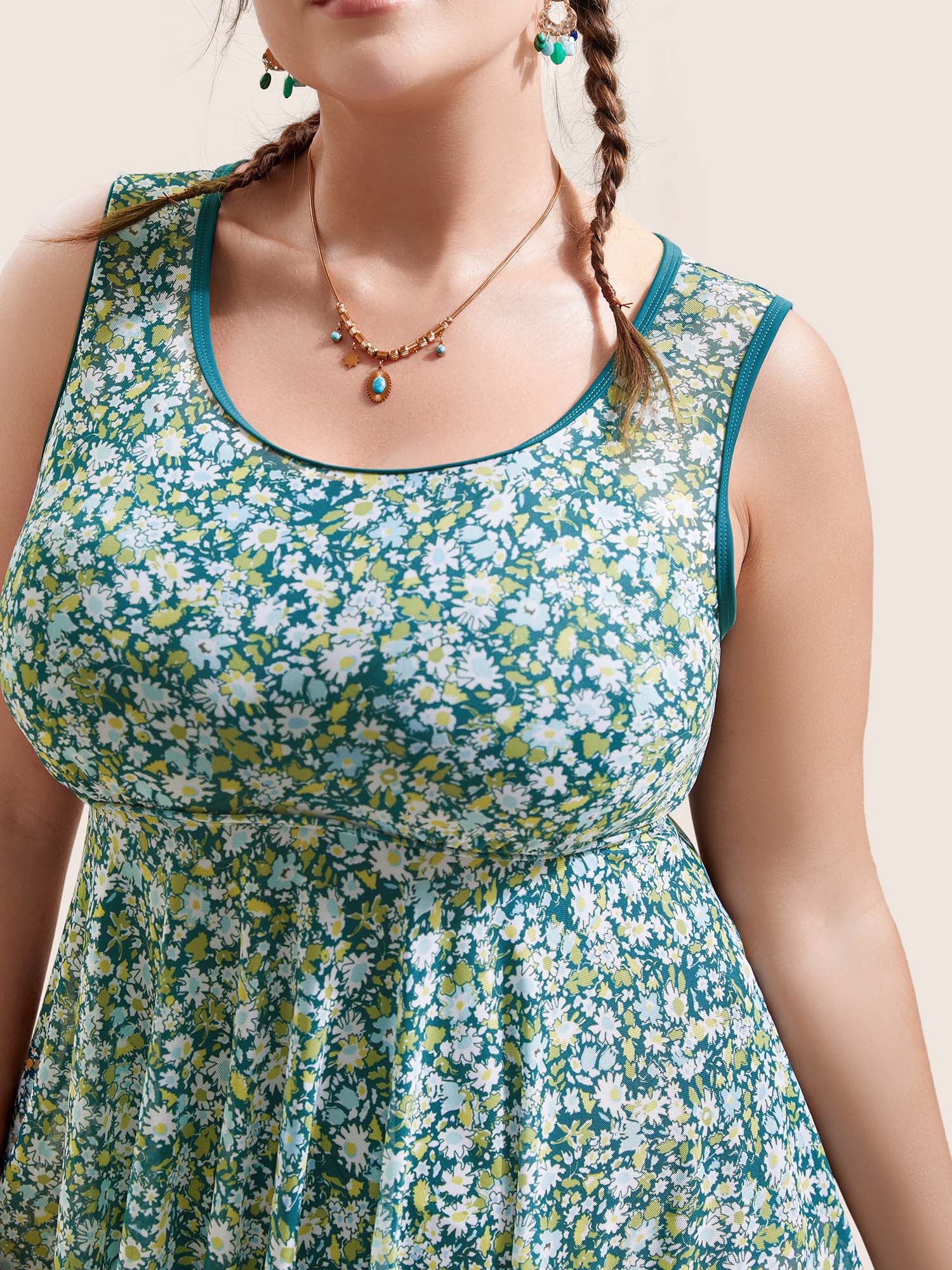 Ditsy Floral Round Neck Cut Out Swim Dress Ditsy Floral Round Neck Cut Out Swim Dress