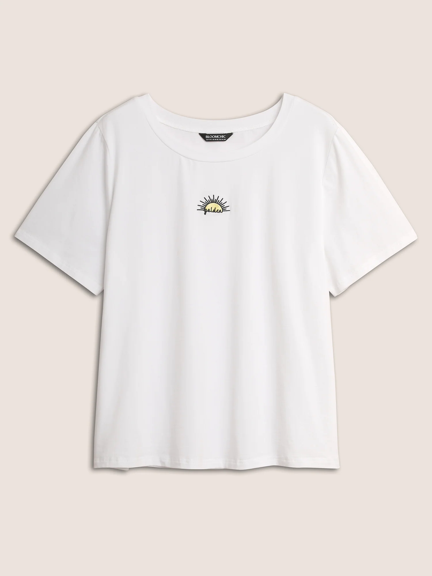 Cotton Sun Embroidered Round Neck T-shirt Cotton Sun Embroidered Round Neck T-shirt
