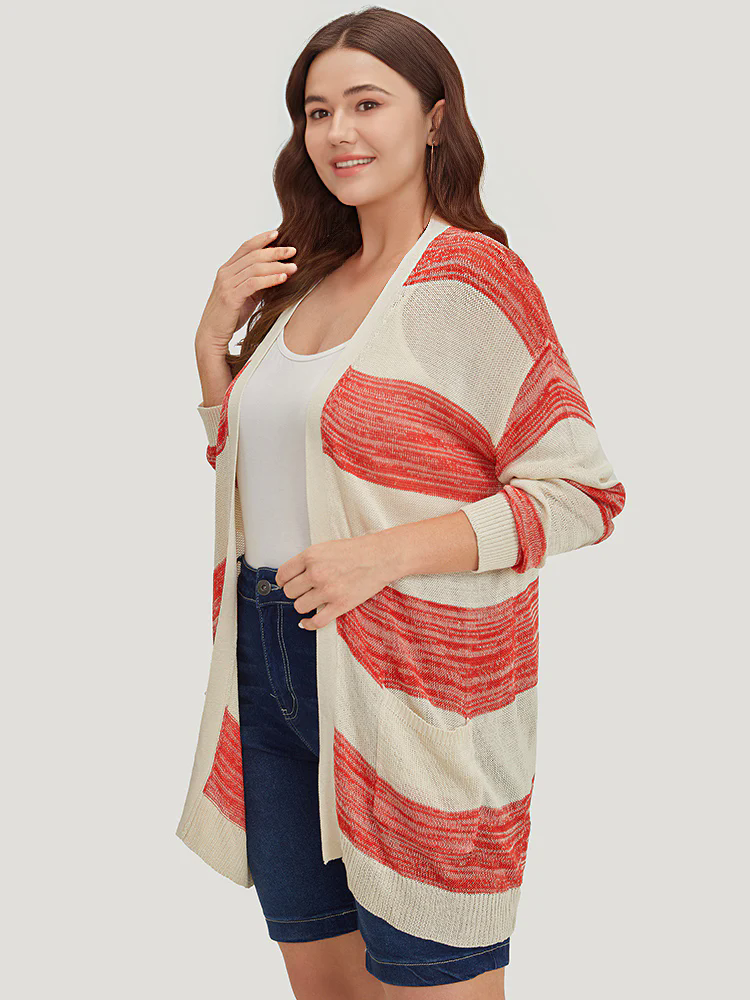 Two Tone Pocket Open Front Cardigan Two Tone Pocket Open Front Cardigan
