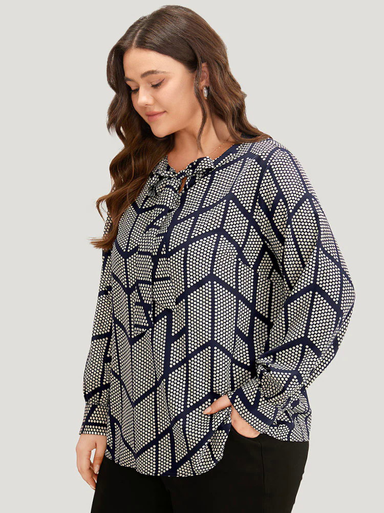 Polka Dot Knot Neck Blouse Polka Dot Knot Neck Blouse