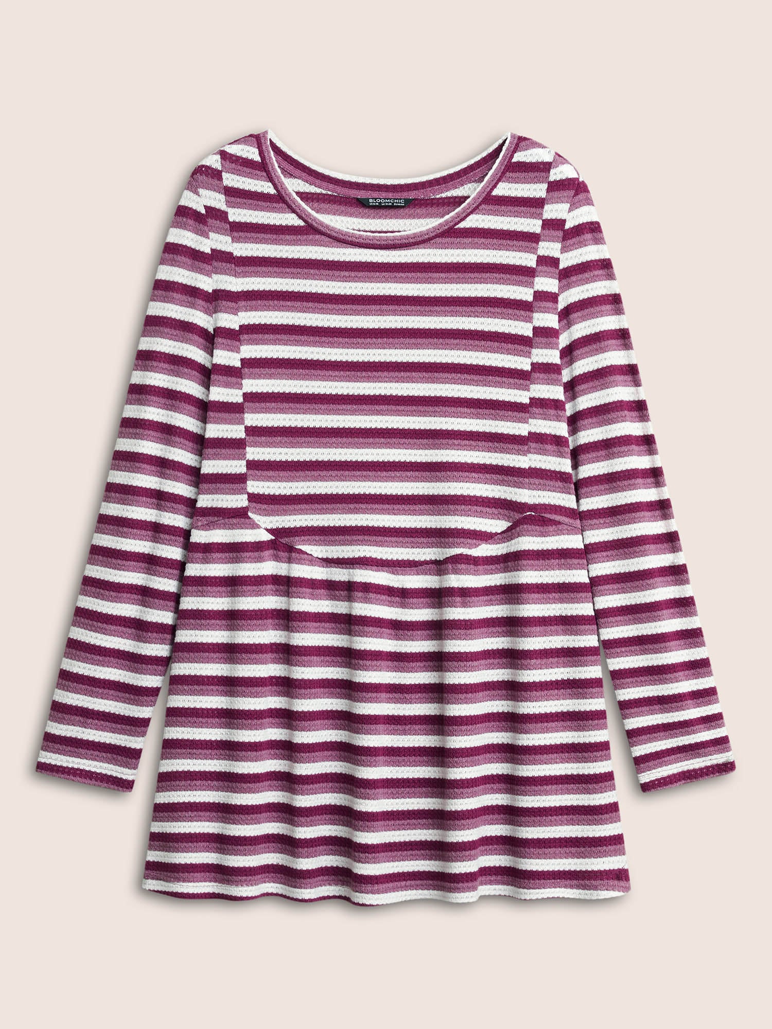 Striped Waffle Knit Crew Neck T-shirt Striped Waffle Knit Crew Neck T-shirt