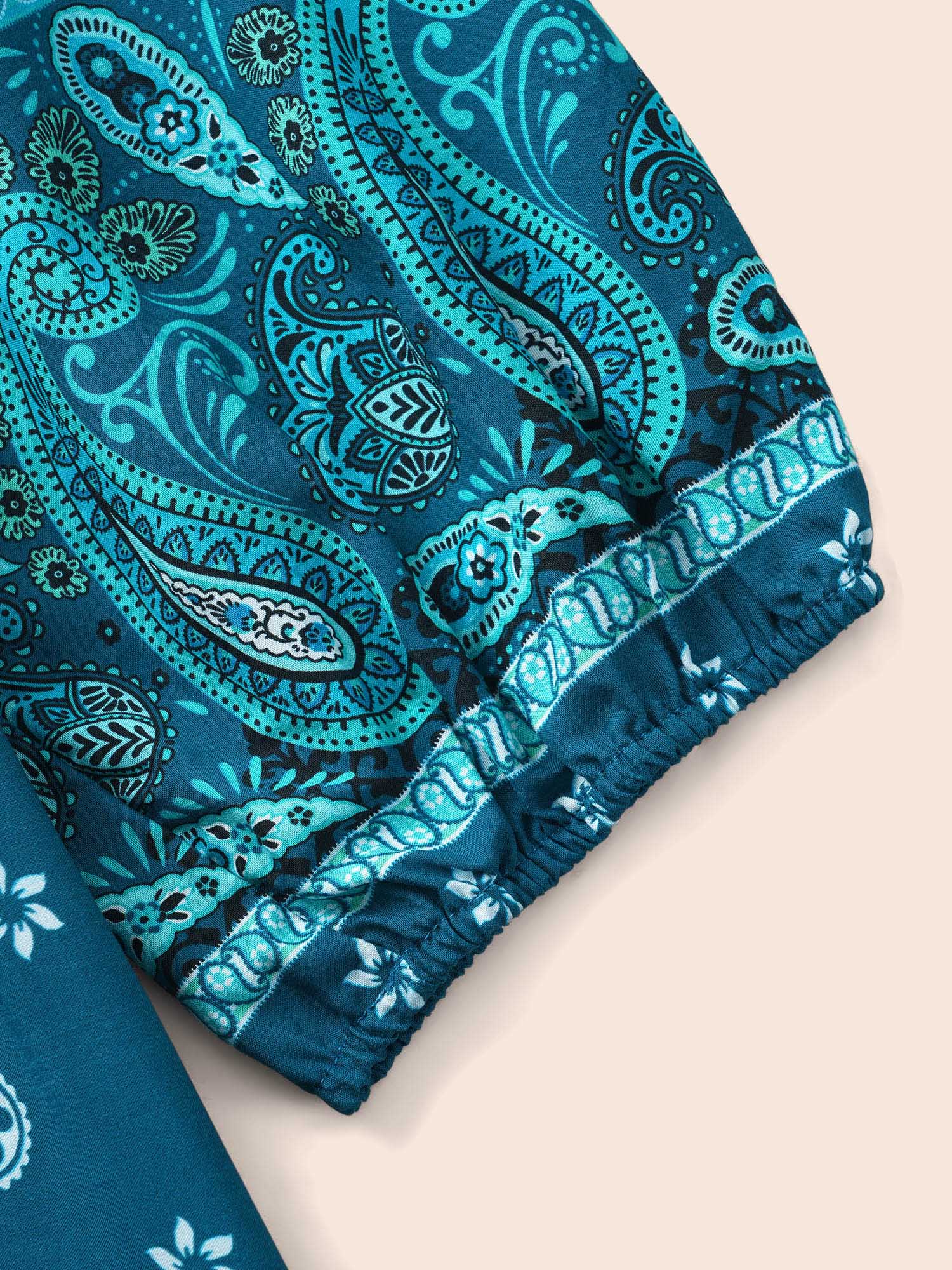 Paisley Print Tie Knot Lantern Sleeve Dress Paisley Print Tie Knot Lantern Sleeve Dress