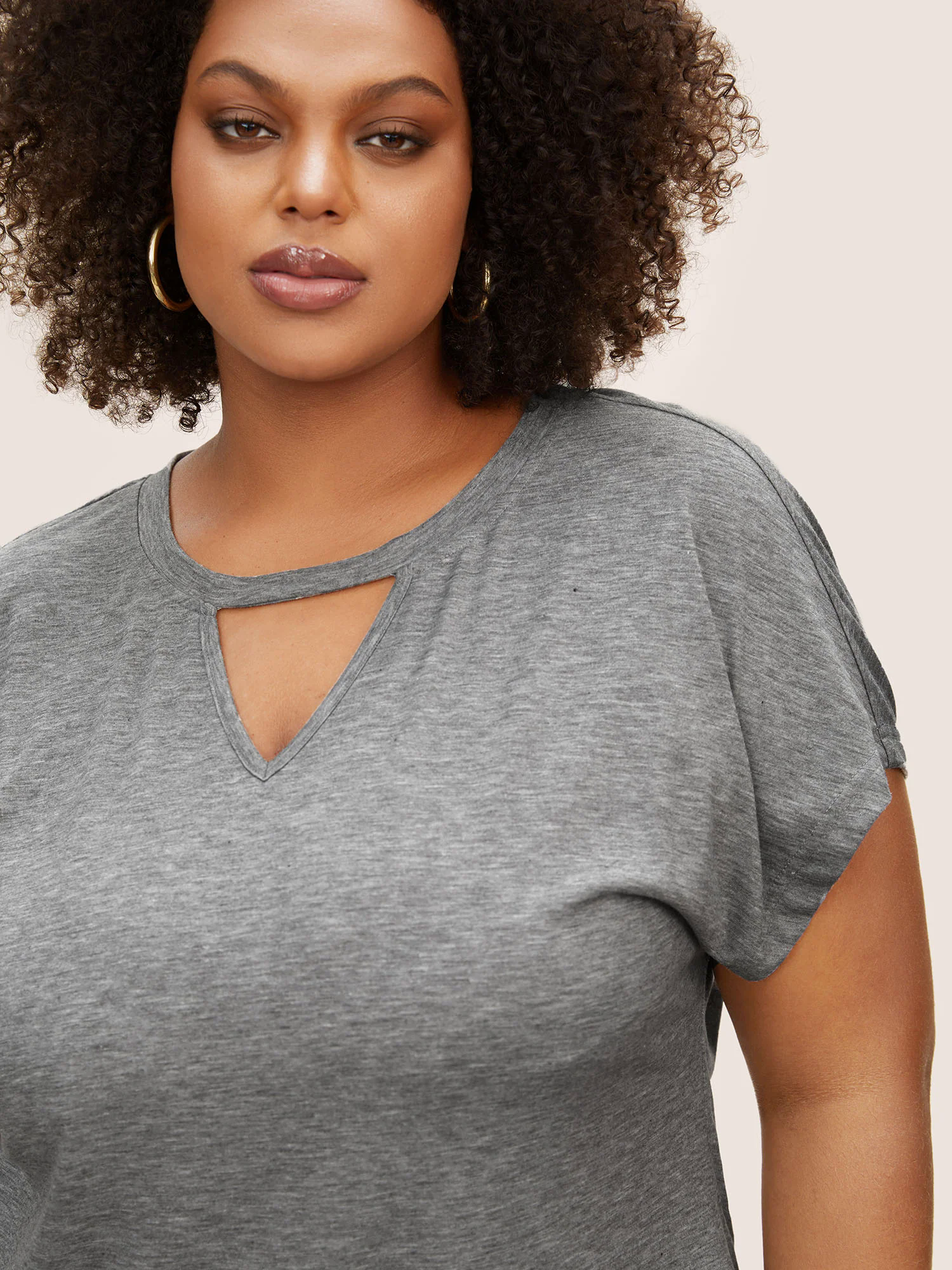 Plain Heather Keyhole Dolman Sleeve T-shirt Plain Heather Keyhole Dolman Sleeve T-shirt