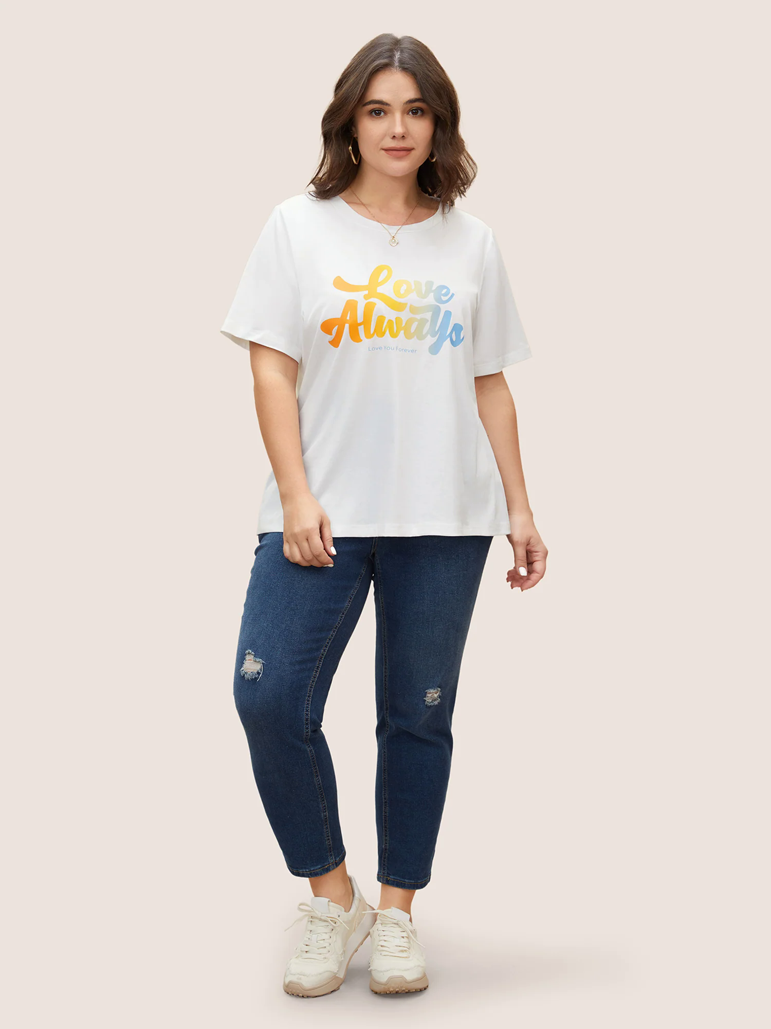 Ombre Letter Print Crew Neck T-shirt Ombre Letter Print Crew Neck T-shirt