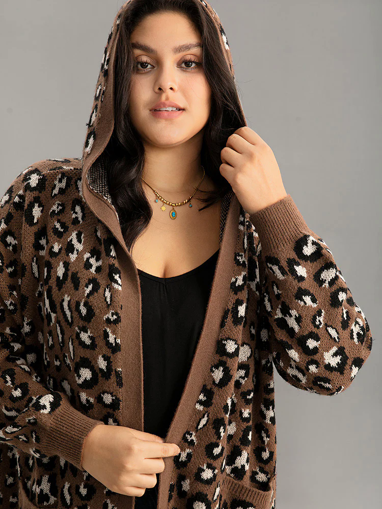 Supersoft Essentials Leopard Hooded Pocket Cardigan Supersoft Essentials Leopard Hooded Pocket Cardigan