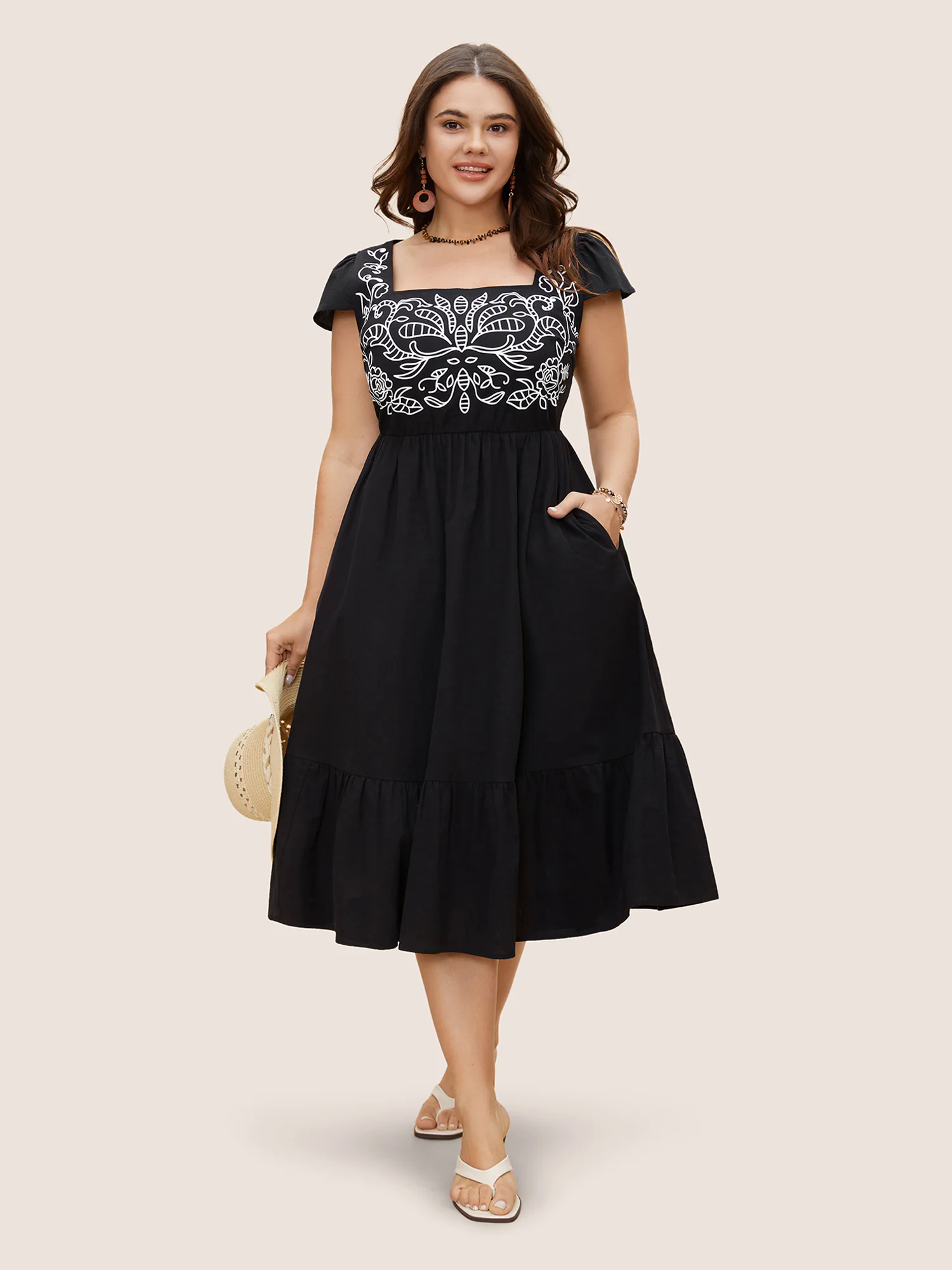 Square Neck Bandana Print Cap Sleeve Dress Square Neck Bandana Print Cap Sleeve Dress