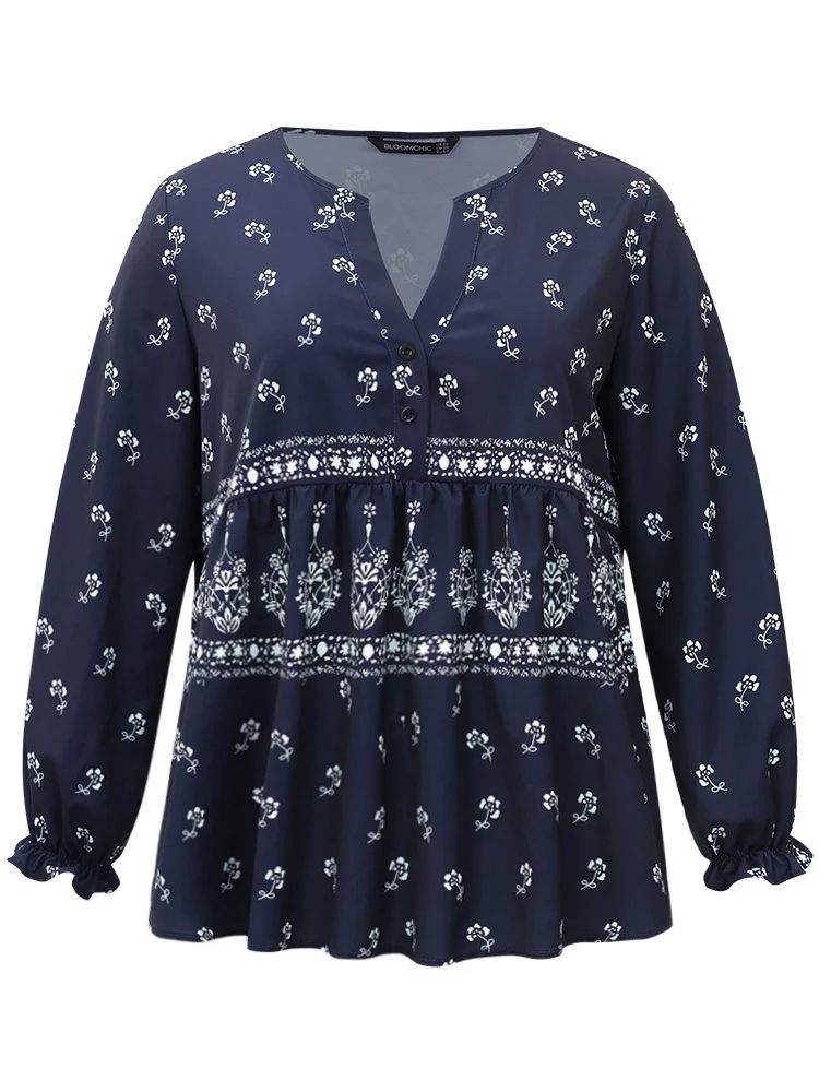 Bandana Print Flutter Trim Blouse
