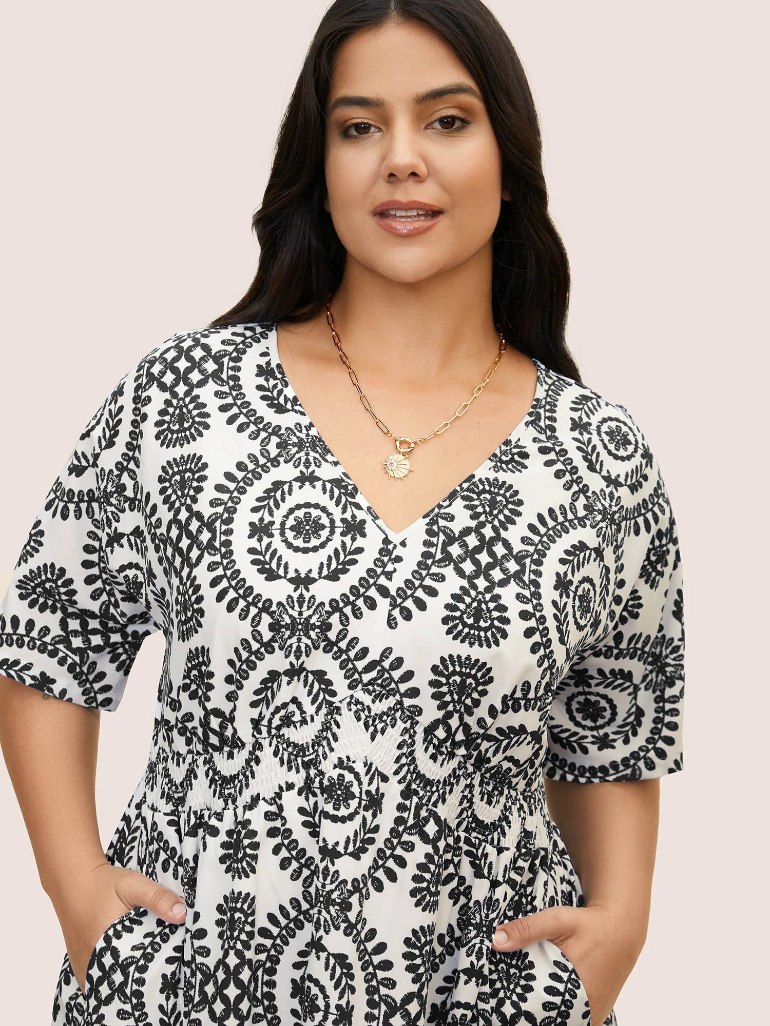 Bandana Print Shirred Split Side Maxi Dress