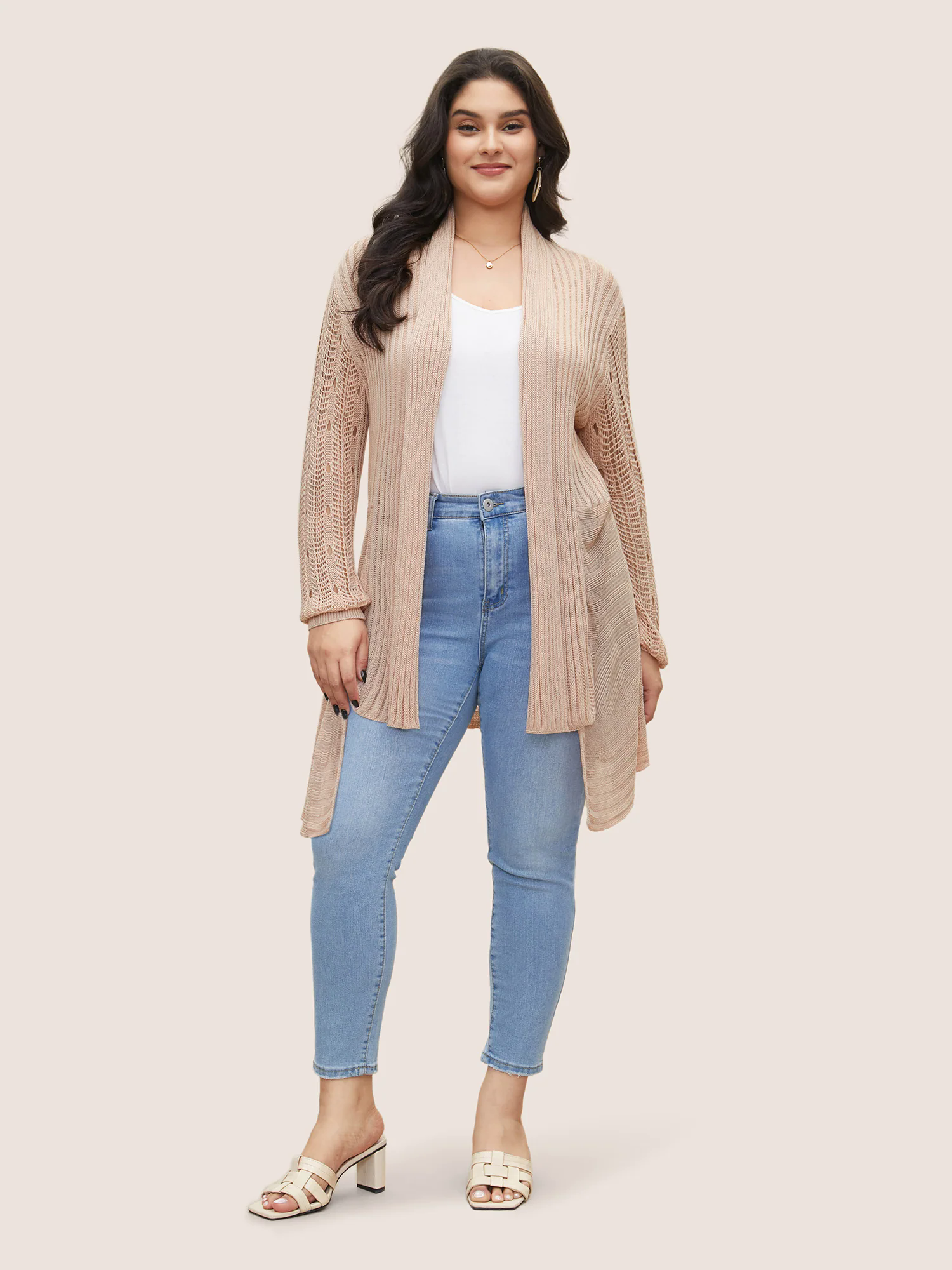Rayon Asymmetrical Hem Cut Out Cardigan Rayon Asymmetrical Hem Cut Out Cardigan