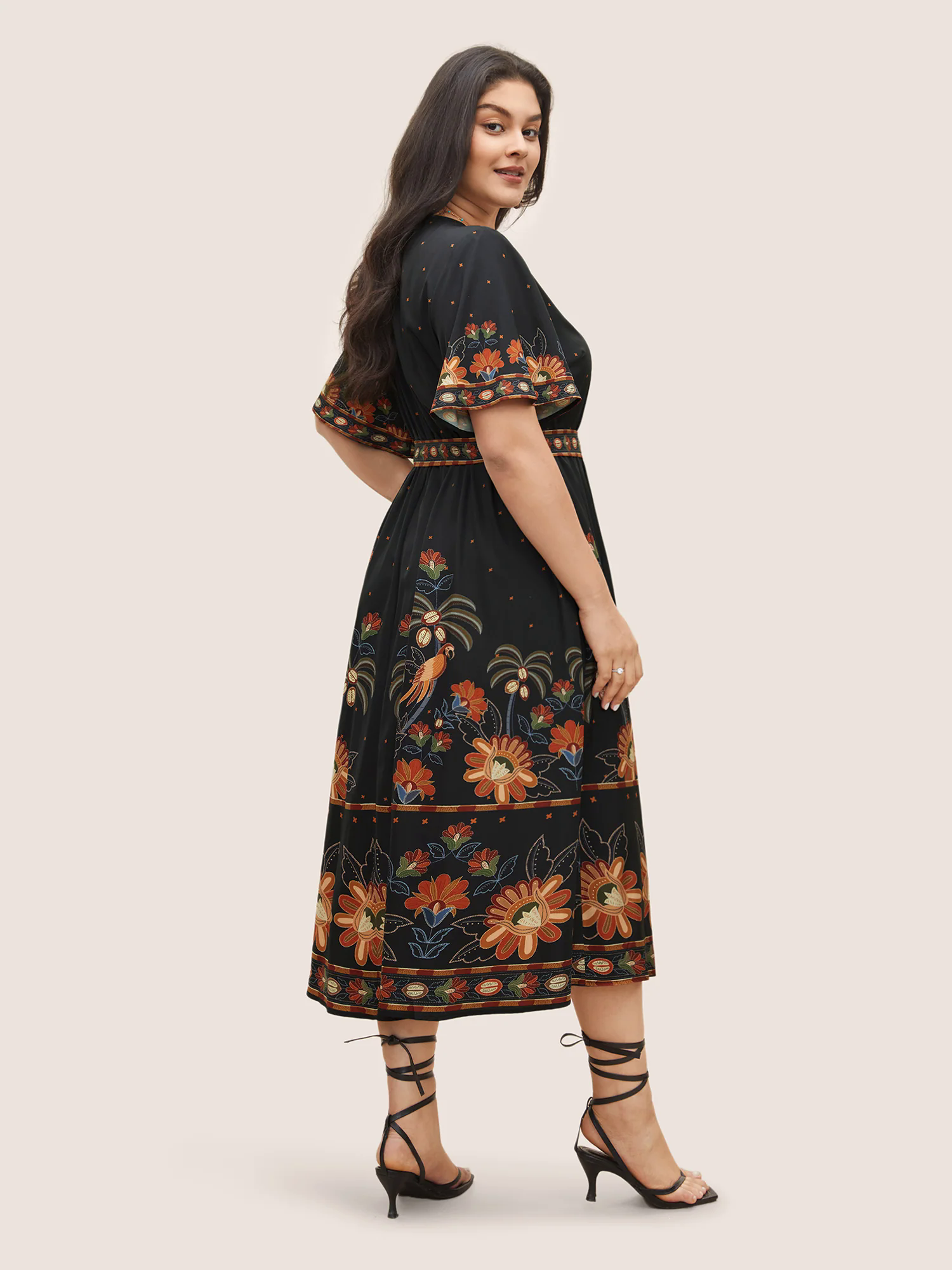 Bandana Print Surplice Neck Flutter Sleeve Dress Bandana Print Surplice Neck Flutter Sleeve Dress