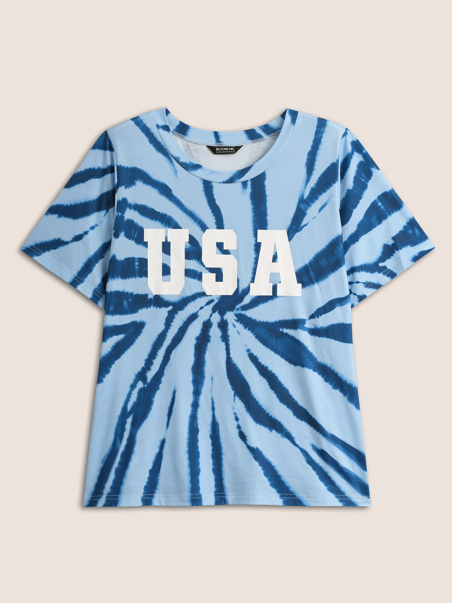 USA Print Round Neck Tie Dye T-Shirt