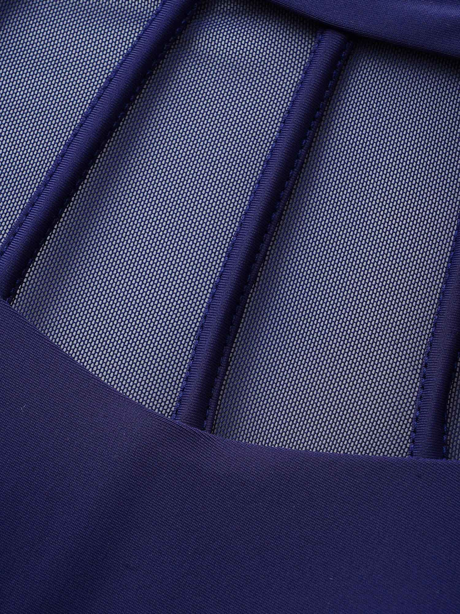 Halter Neck Ties Mesh Patchwork Swim Dress Halter Neck Ties Mesh Patchwork Swim Dress