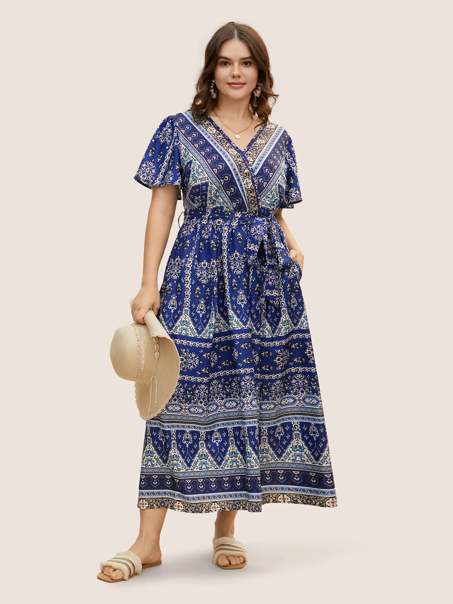 Bandana Print Wrap Gathered Maxi Dress Bandana Print Wrap Gathered Maxi Dress