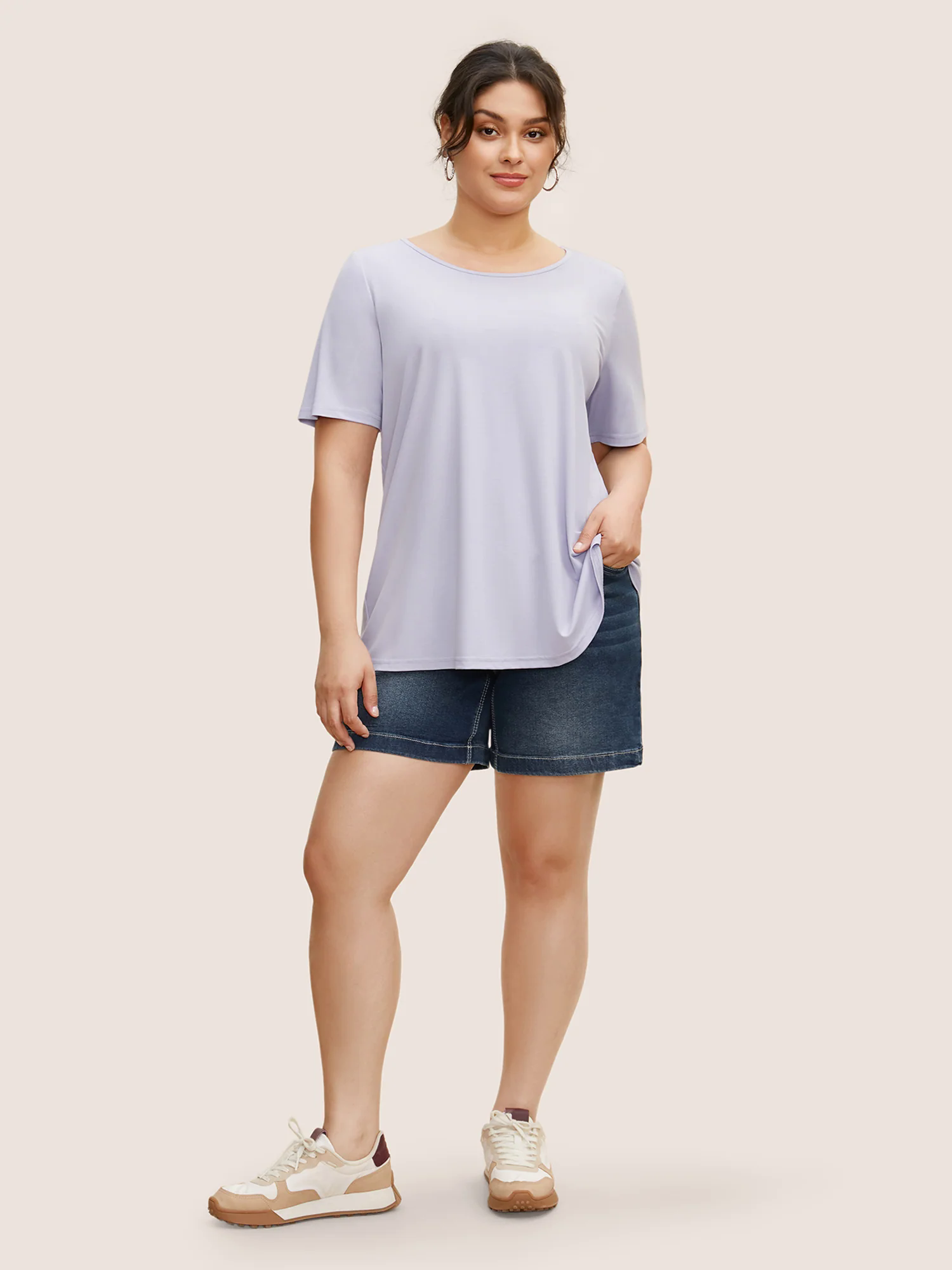 Crew Neck Cut Out Wrap T-shirt Crew Neck Cut Out Wrap T-shirt