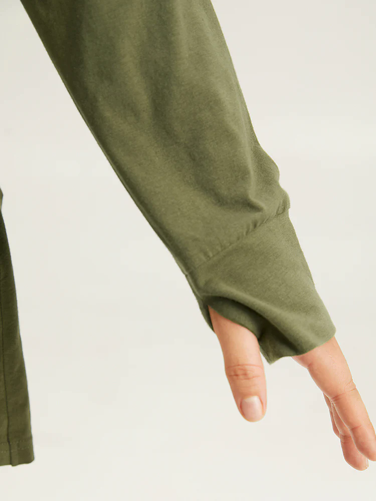 Plain Hooded Wrap Hem Thumb Hole T-shirt Plain Hooded Wrap Hem Thumb Hole T-shirt
