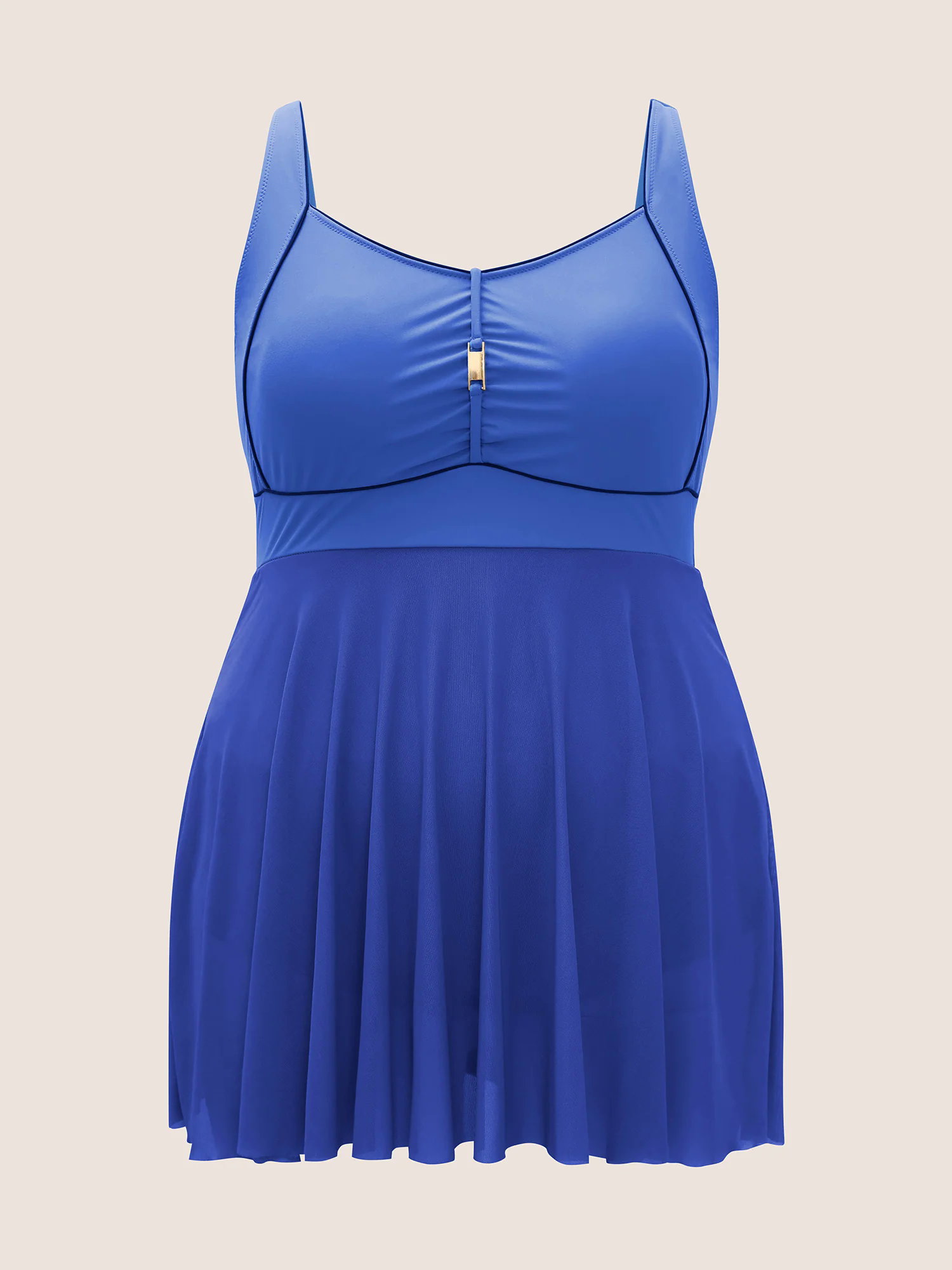 Solid Heart Neckline Gathered Dress Solid Heart Neckline Gathered Dress