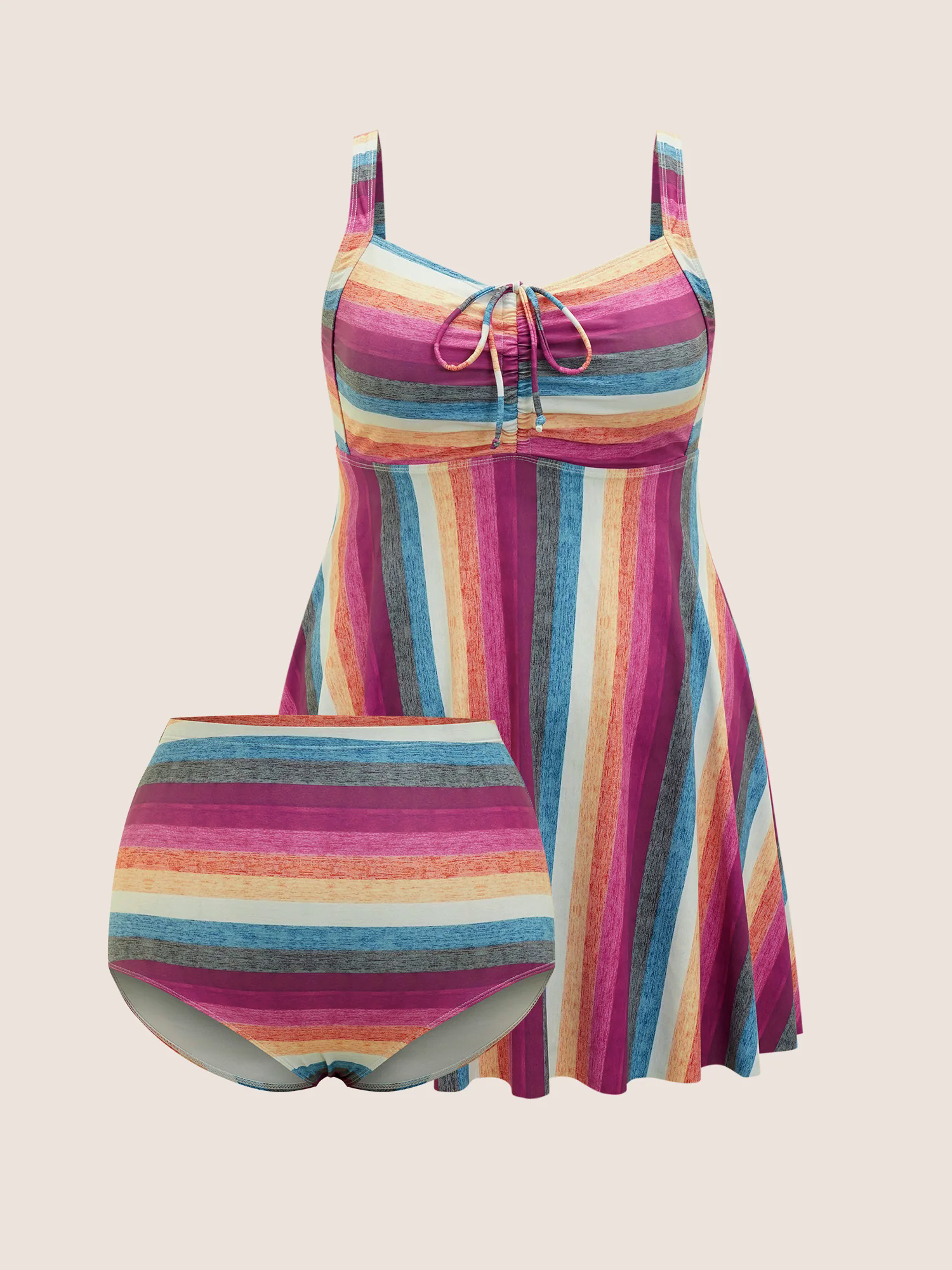Contrast Striped Tie Knot Swim Dress Contrast Striped Tie Knot Swim Dress