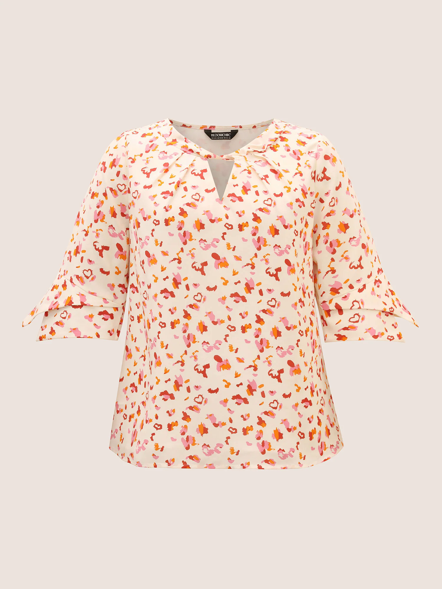 Allover Print Ruffle Sleeve Keyhole Blouse Allover Print Ruffle Sleeve Keyhole Blouse