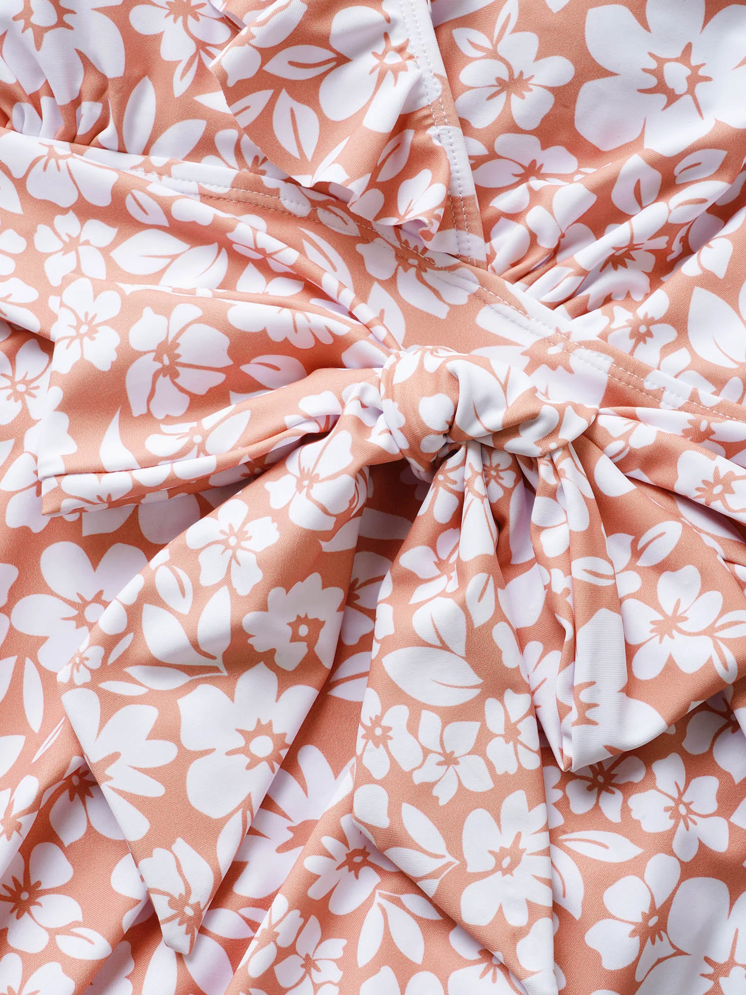 Floral Tie Knot Patchwork Ruffles Swim Dress Floral Tie Knot Patchwork Ruffles Swim Dress