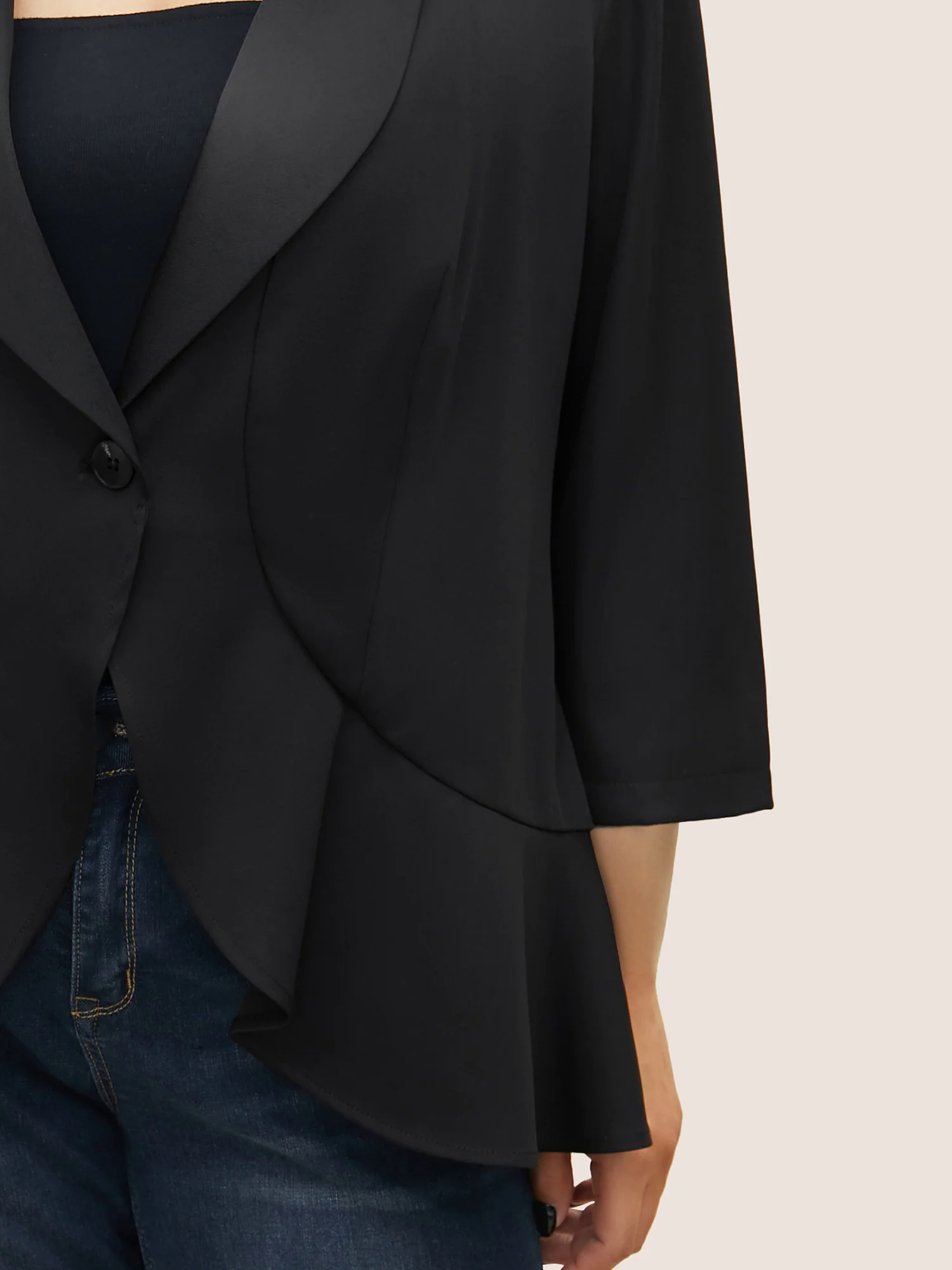 Anti-Wrinkle Solid Patchwork Ruffles Blazer Anti-Wrinkle Solid Patchwork Ruffles Blazer