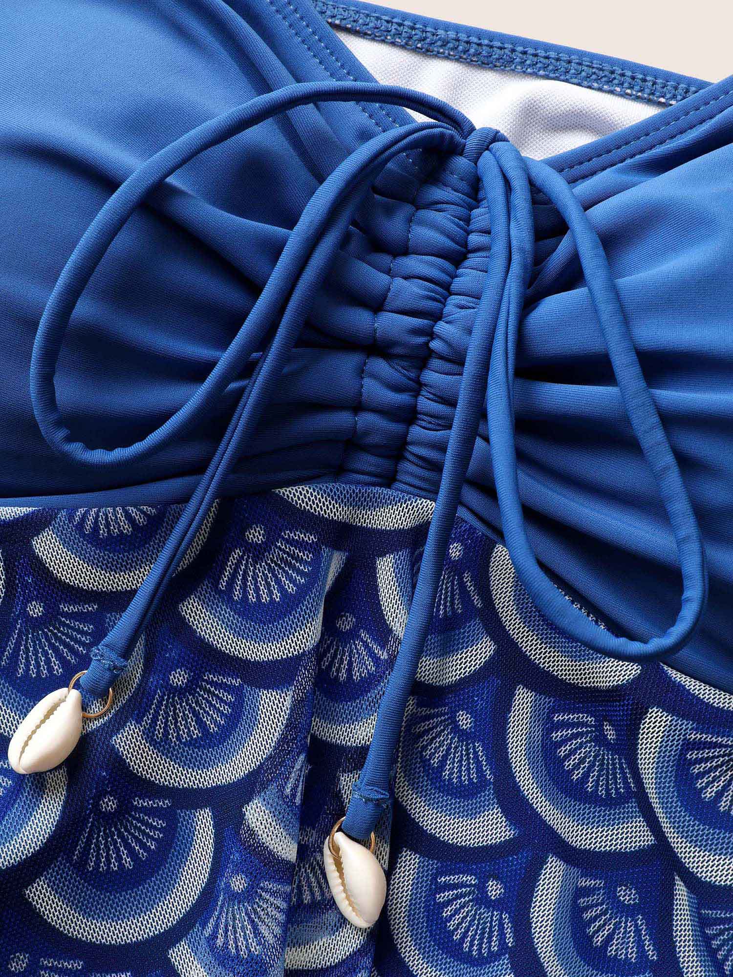 Marine Elements Patchwork Drawstring Mesh Swim Dress Marine Elements Patchwork Drawstring Mesh Swim Dress