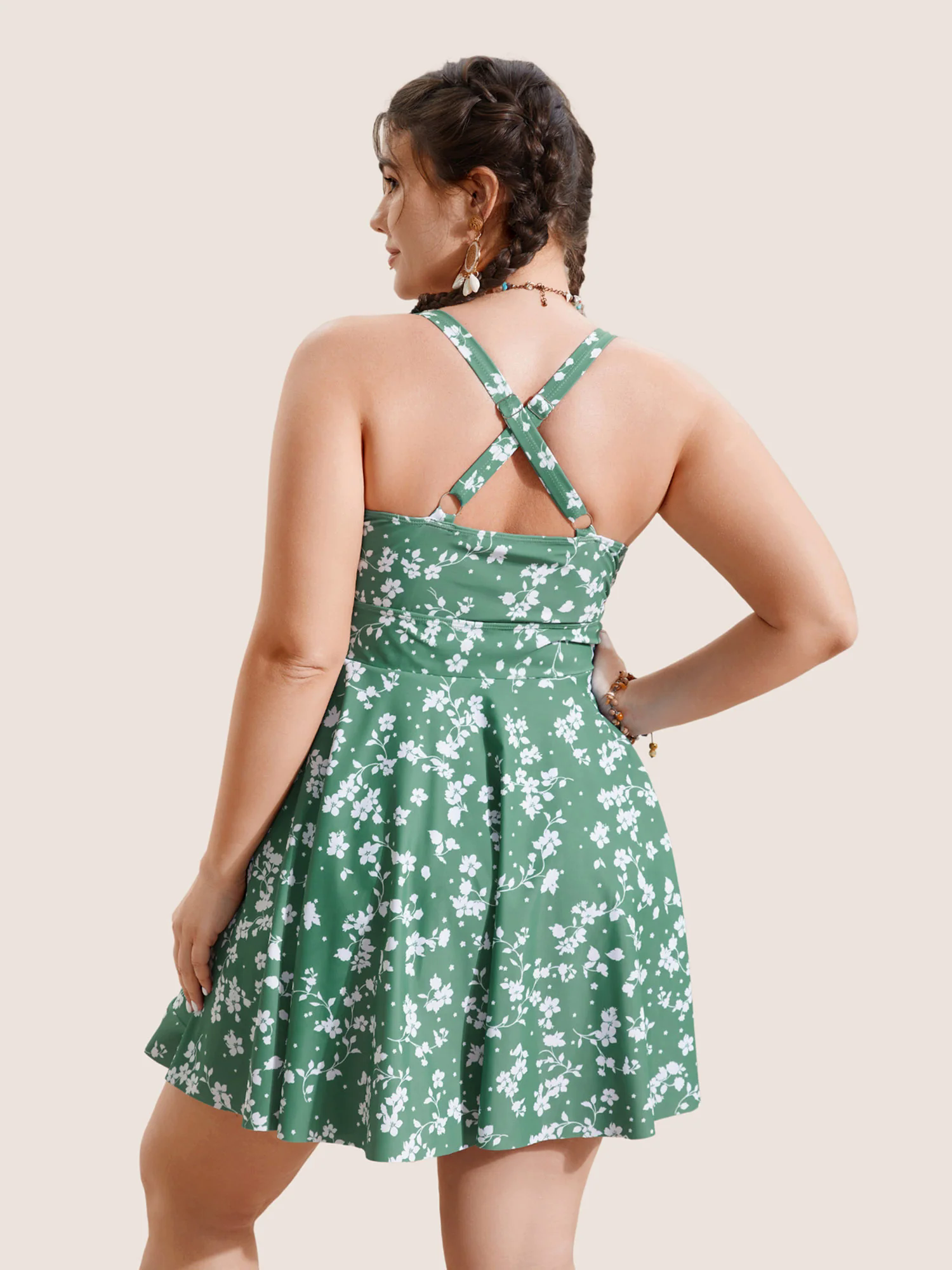 Ditsy Floral Overlap Collar Tie Knot Swim Dress Ditsy Floral Overlap Collar Tie Knot Swim Dress