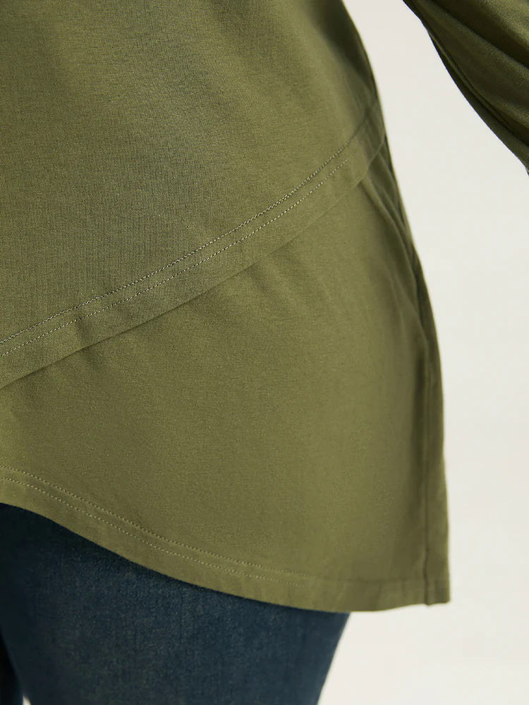 Plain Hooded Wrap Hem Thumb Hole T-shirt Plain Hooded Wrap Hem Thumb Hole T-shirt
