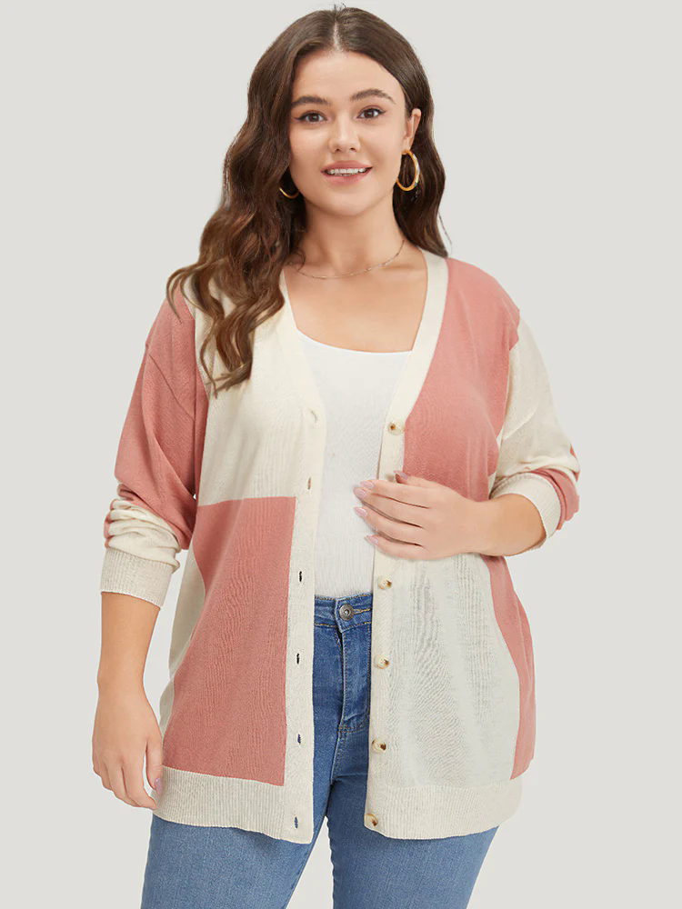 Supersoft Essentials Colorblock Two Tone Button Up Cardigan