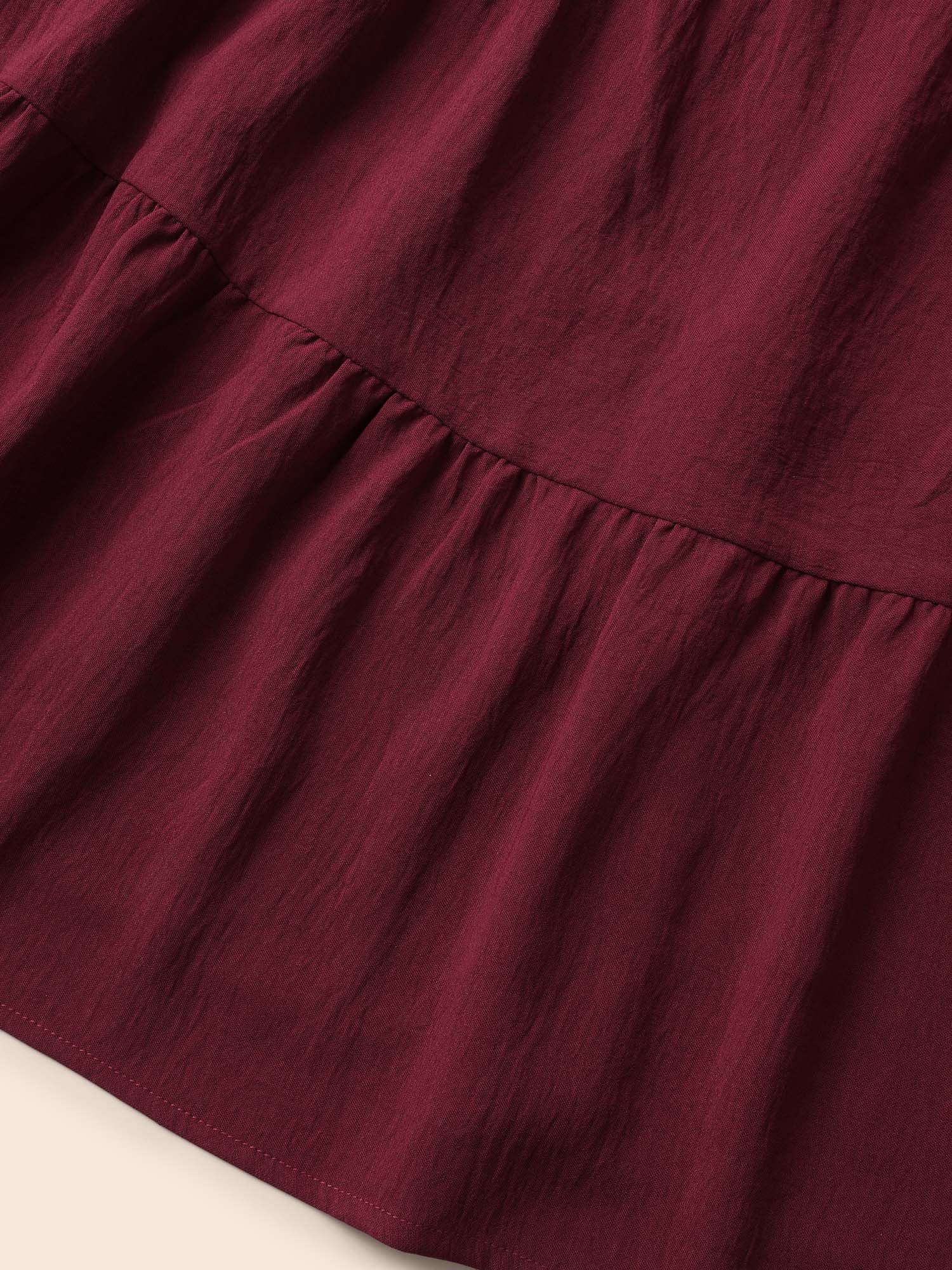 Solid Layered Hem Ruffle Cap Sleeve Blouse Solid Layered Hem Ruffle Cap Sleeve Blouse