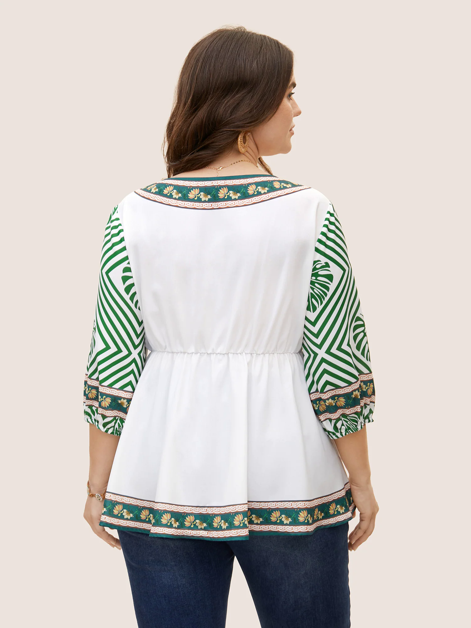 Boho Coconut Tree Print Lantern Sleeve Blouse Boho Coconut Tree Print Lantern Sleeve Blouse