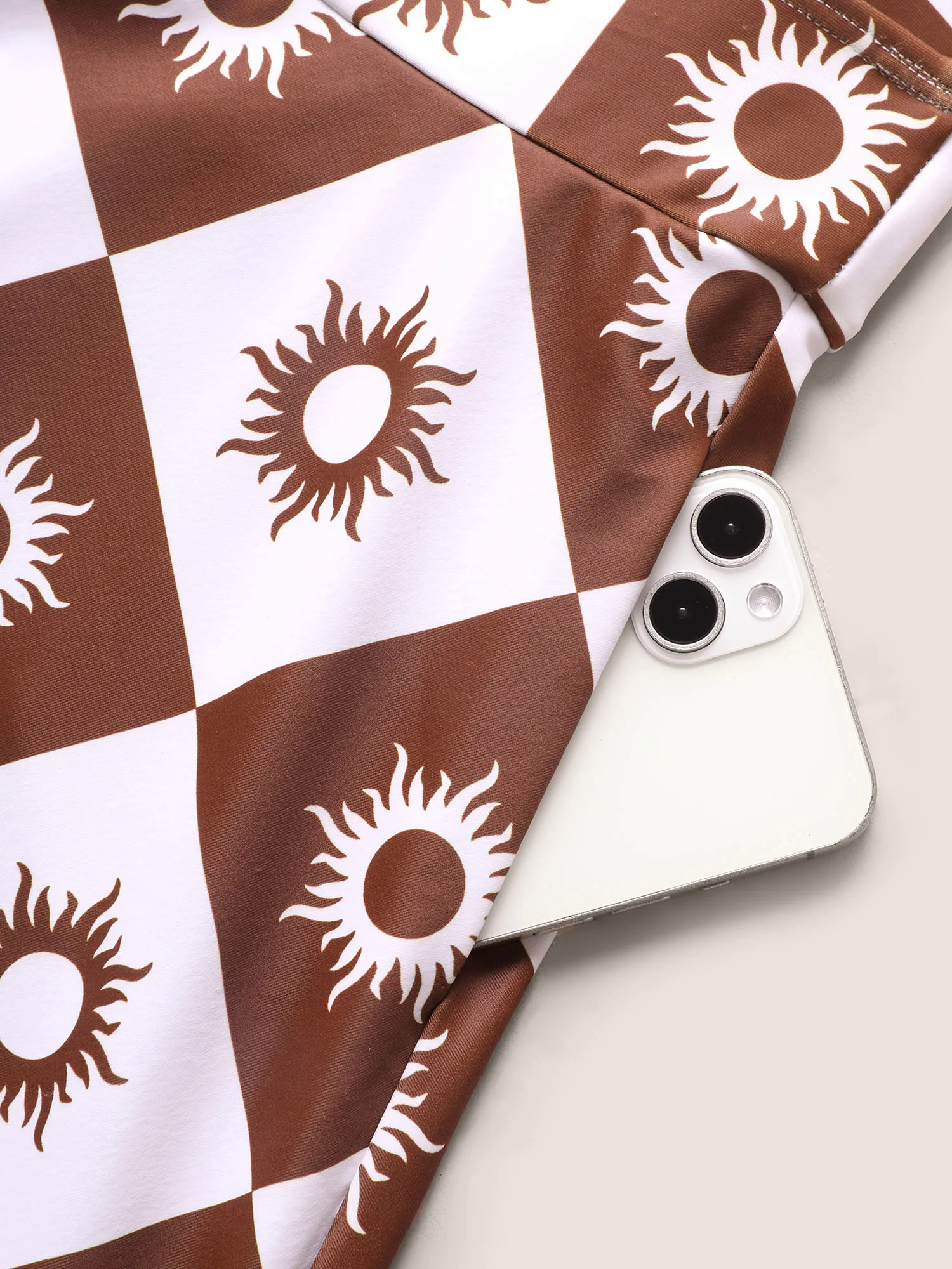 Overlap Collar Sun Print Pocket Swim Dress Overlap Collar Sun Print Pocket Swim Dress