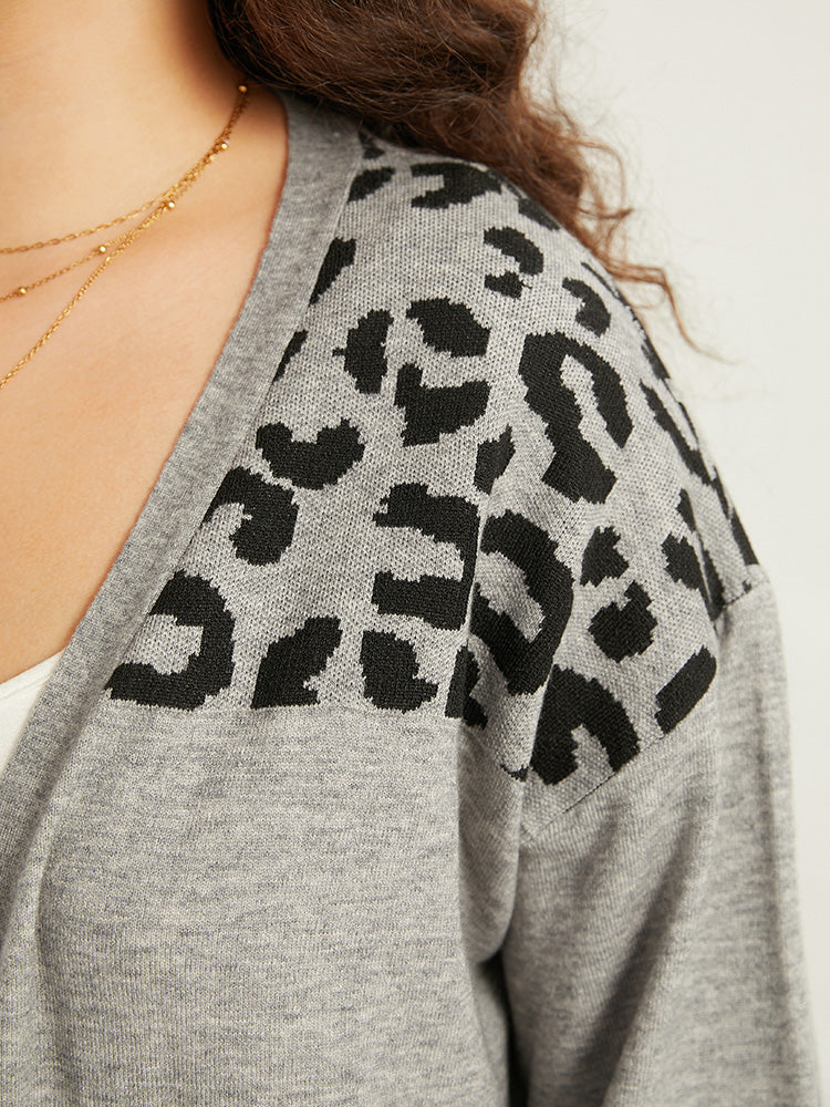 Supersoft Essentials Leopard Contrast Elastic Cuffs Pullover