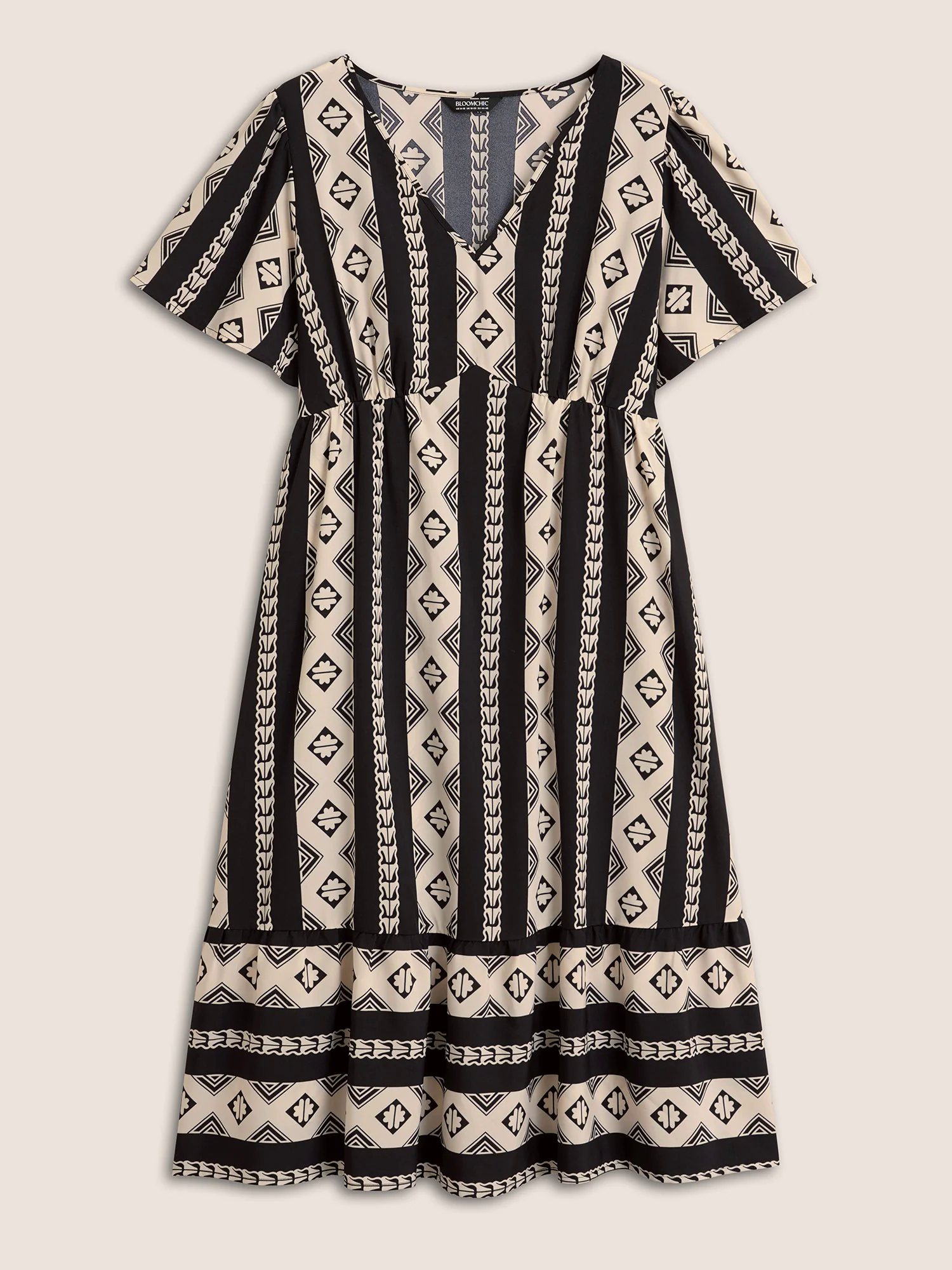 Bandana Geometric Flutter Sleeve Midi Dress Bandana Geometric Flutter Sleeve Midi Dress