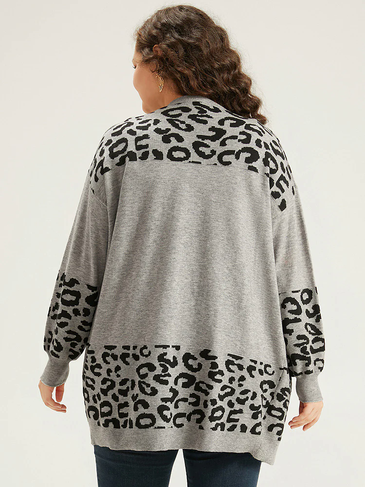Supersoft Essentials Leopard Contrast Elastic Cuffs Pullover