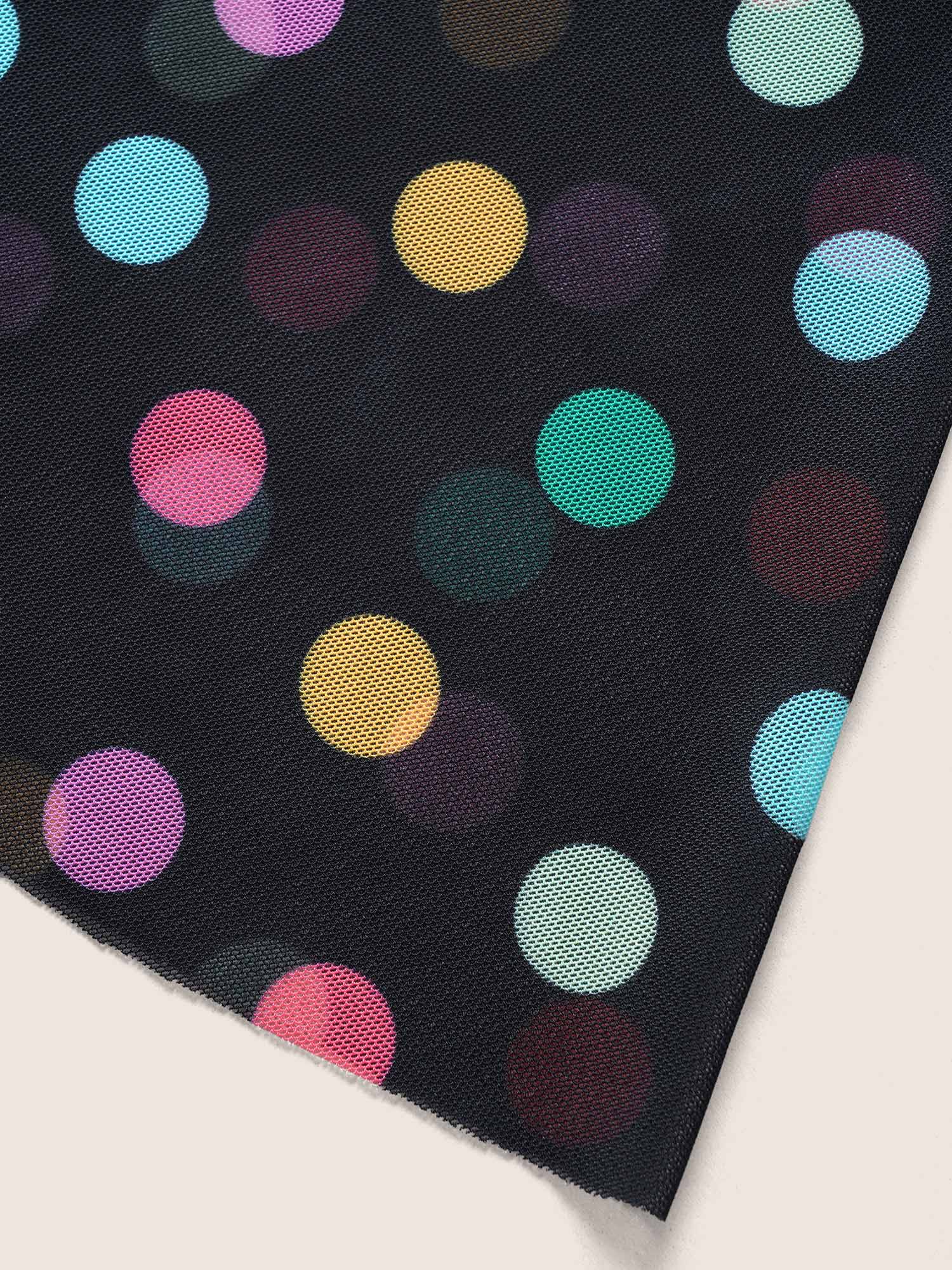 Overlap Collar Colored Polka Dot Swim Dress