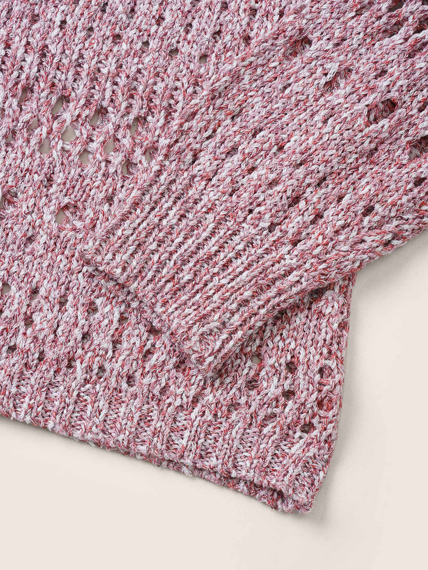 Heather Hollow Out Drop Shoulder Cardigan Heather Hollow Out Drop Shoulder Cardigan
