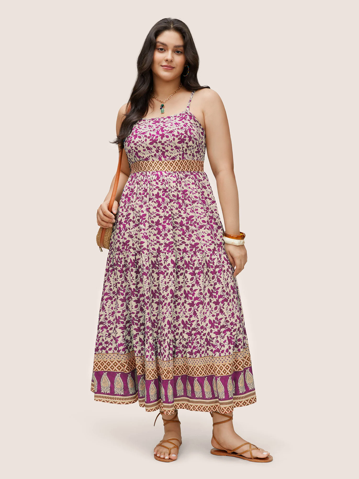 Boho Print Patchwork Adjustable Straps Cami Dress Boho Print Patchwork Adjustable Straps Cami Dress