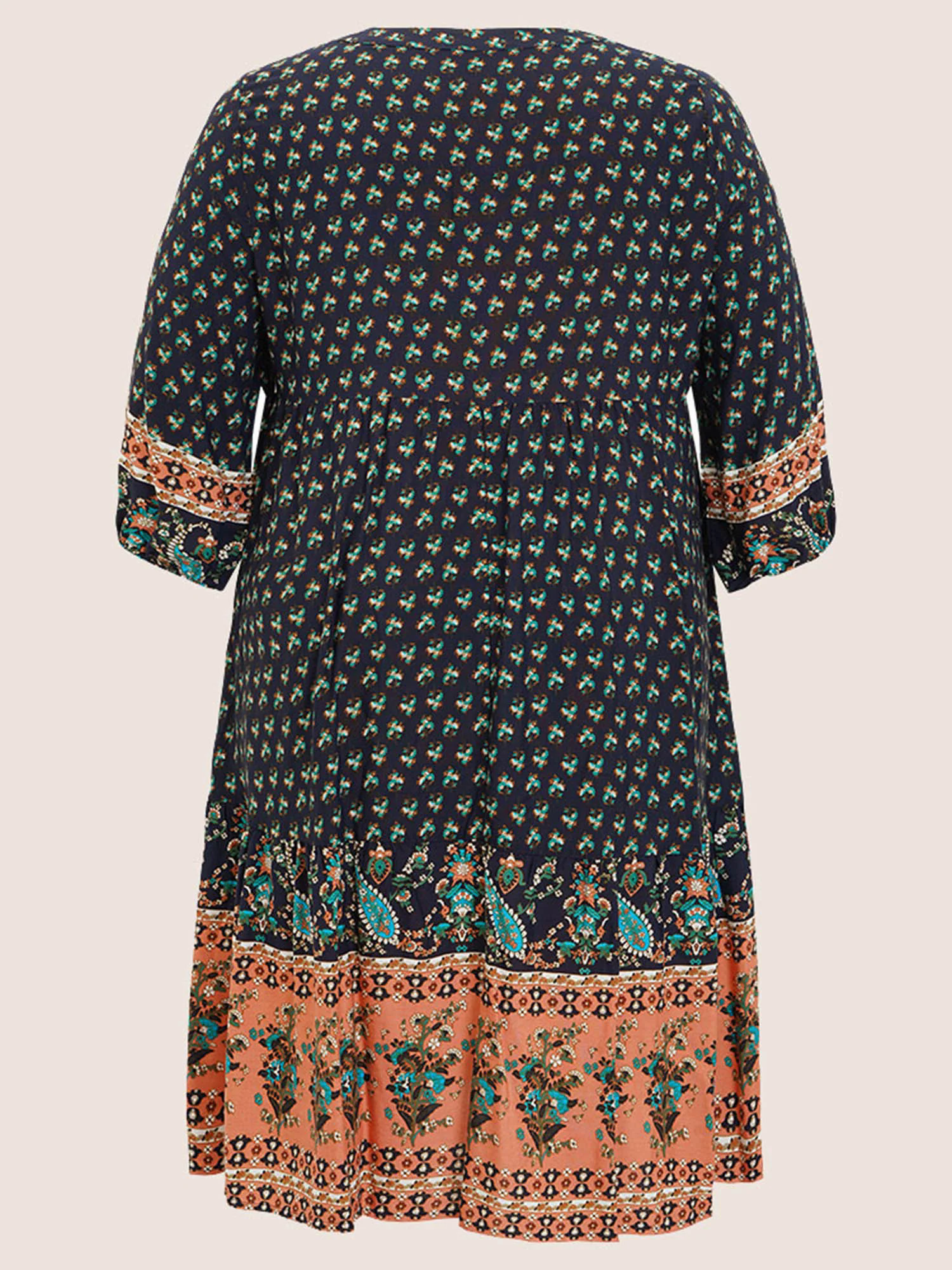 Bandana Tassels Lantern Sleeve Ruffle Pocket Keyhole Neck Dress Bandana Tassels Lantern Sleeve Ruffle Pocket Keyhole Neck Dress