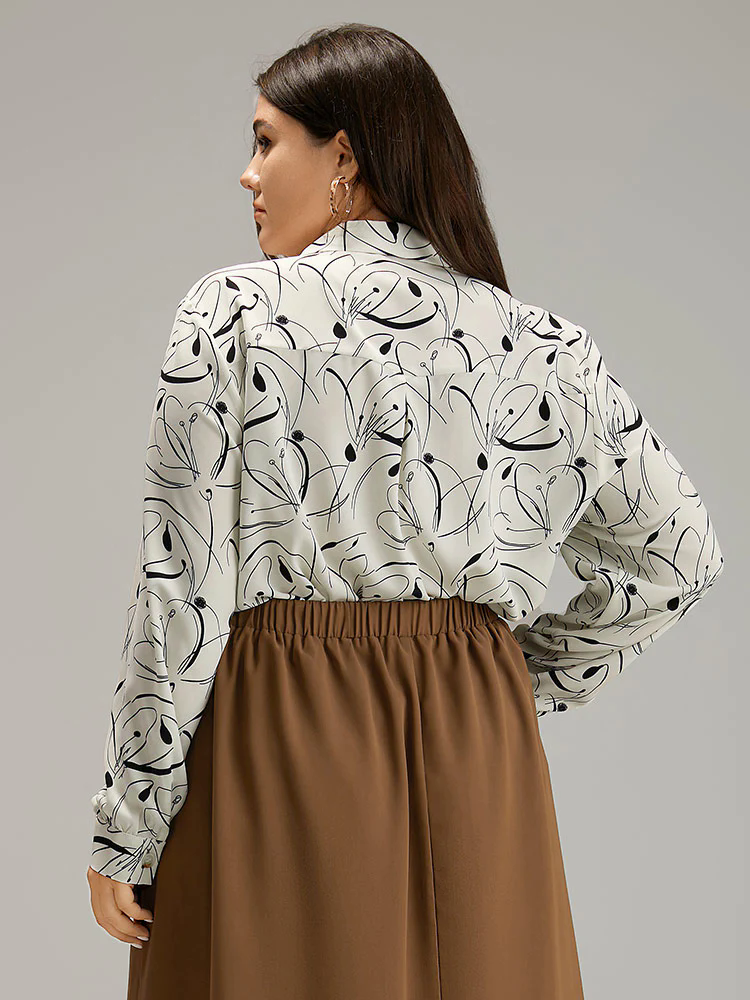 Shirt Collar Line Floral Button Through Blouse Shirt Collar Line Floral Button Through Blouse