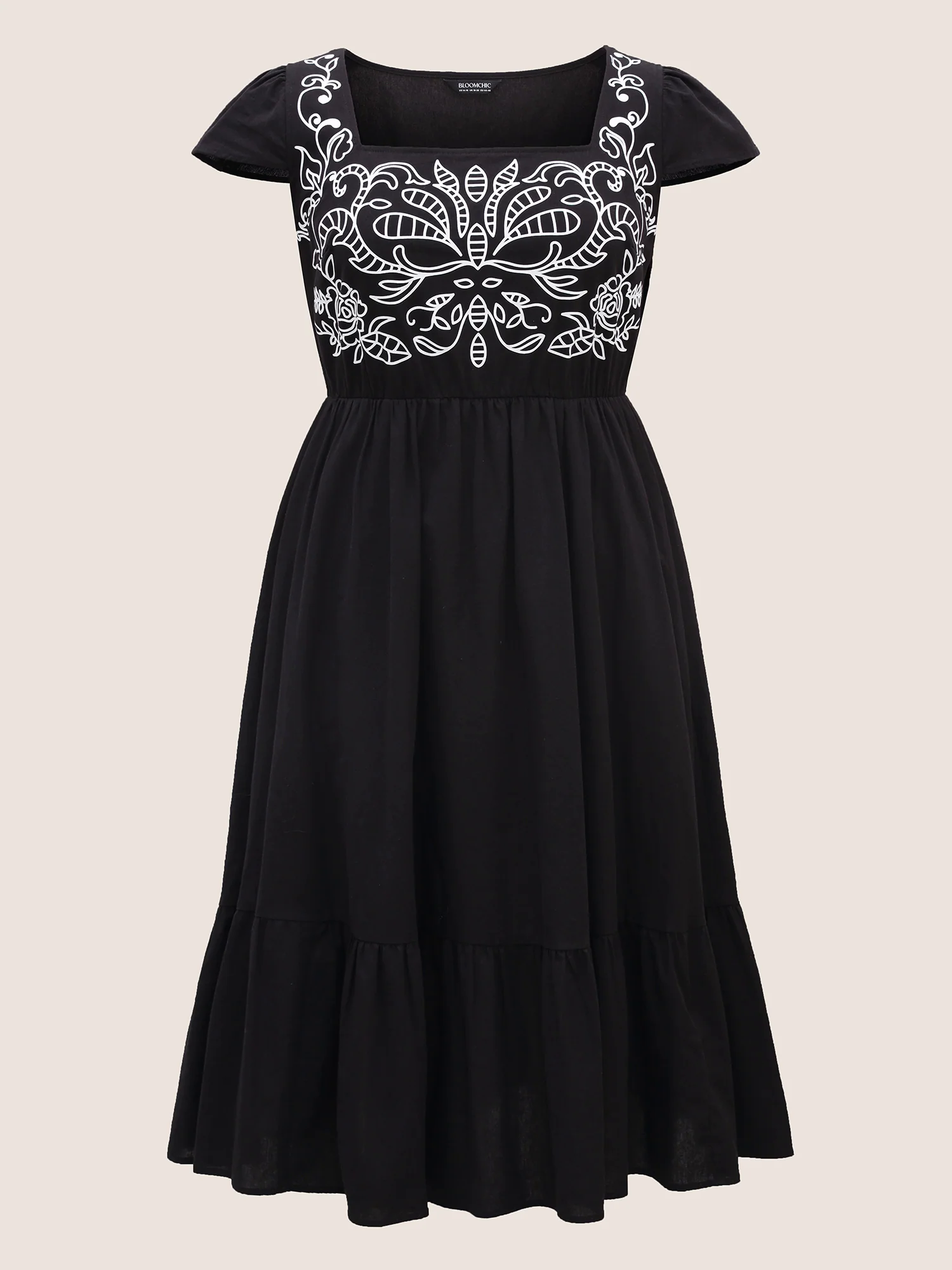 Square Neck Bandana Print Cap Sleeve Dress Square Neck Bandana Print Cap Sleeve Dress